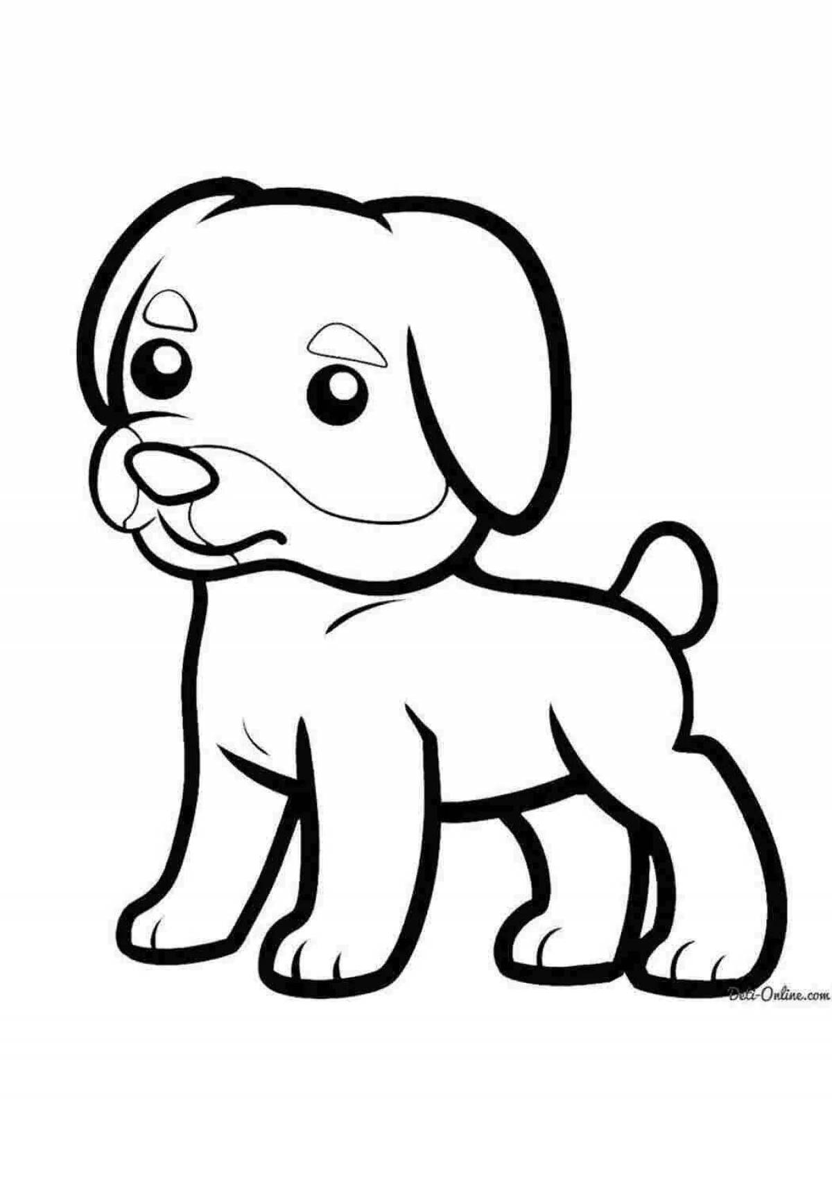 Fancy coloring dog for children 2-3 years old