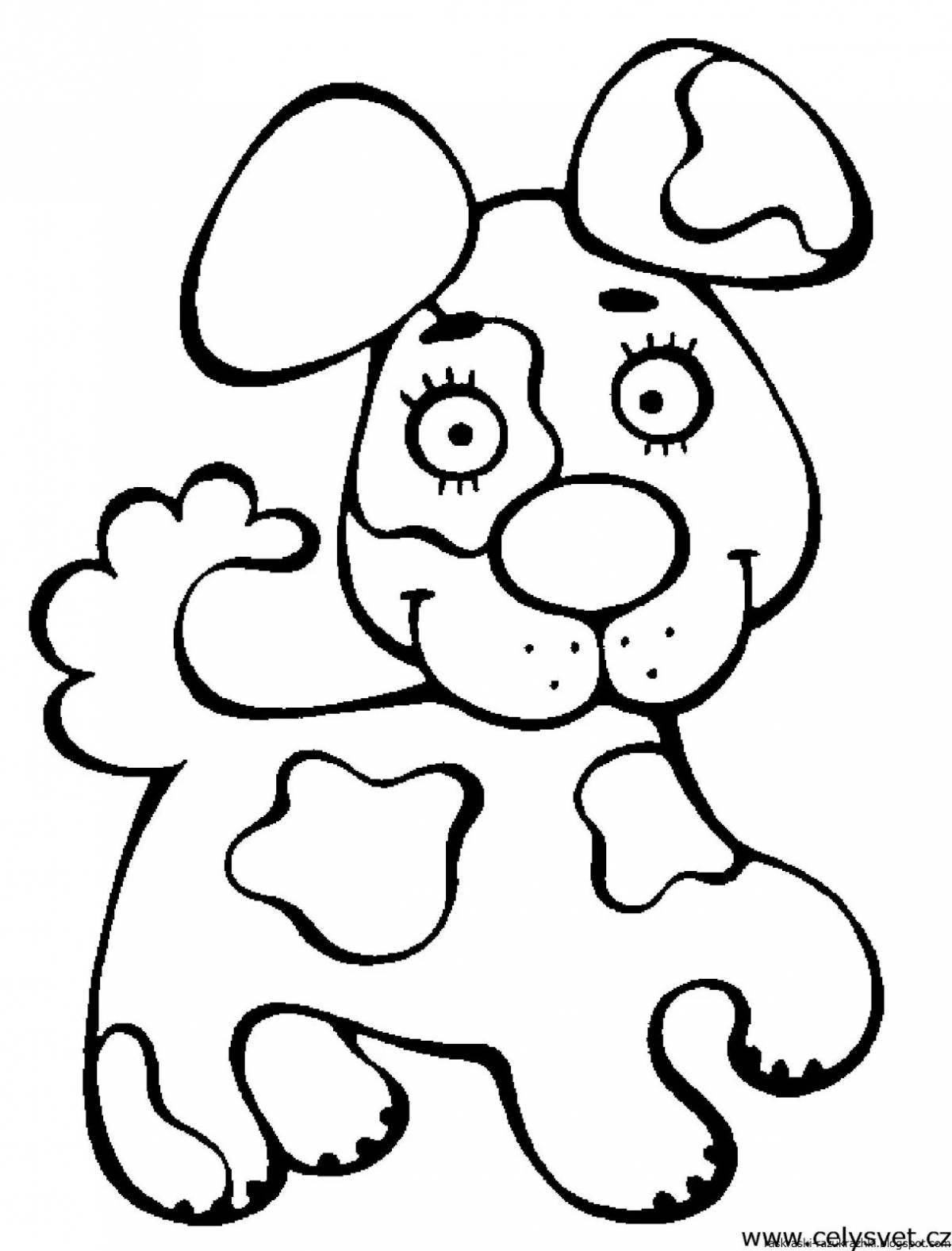 Fun coloring dog for children 2-3 years old