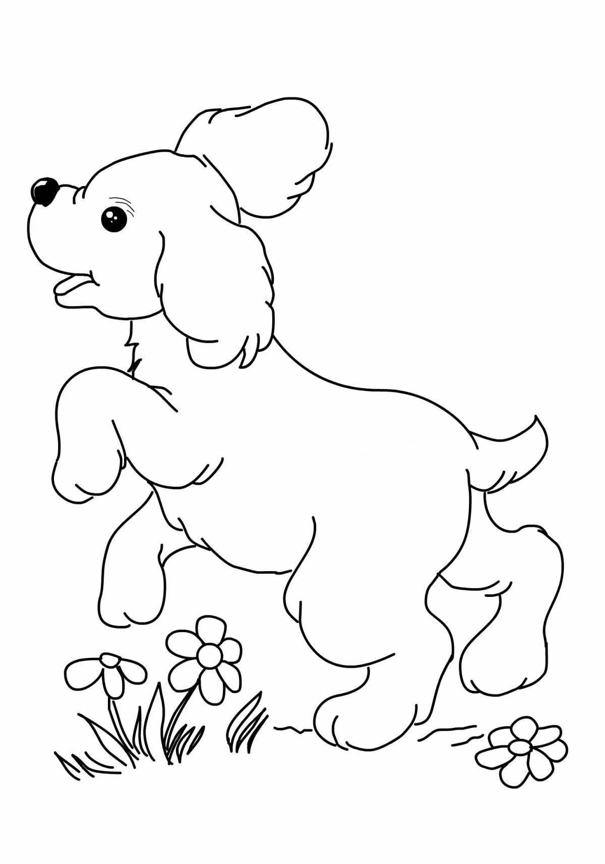 Attractive dog coloring book for children 2-3 years old