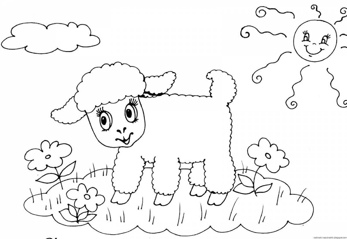 Joyful lamb coloring book for children 2-3 years old