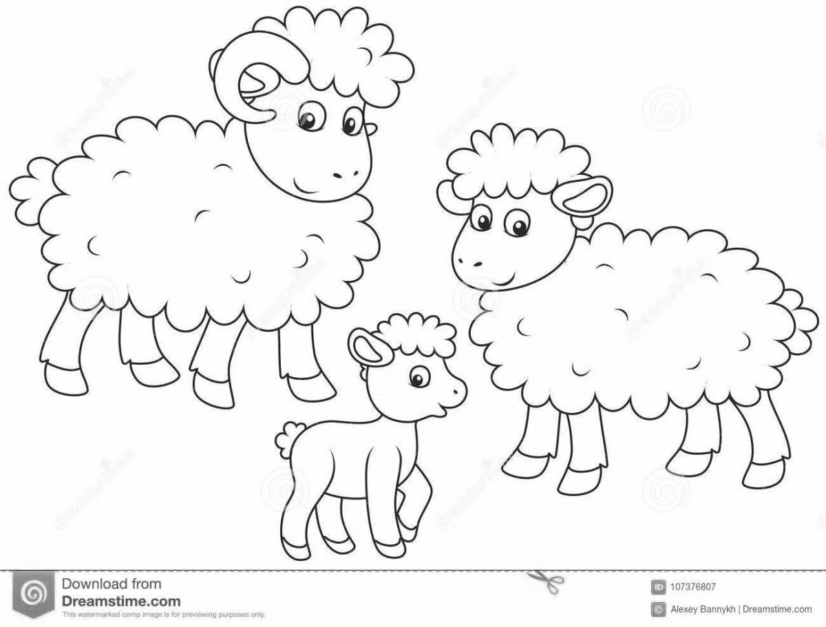 Fun coloring book lamb for children 2-3 years old