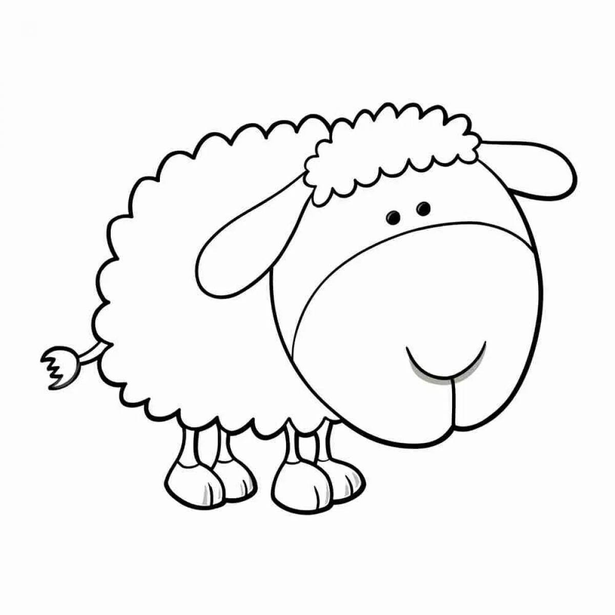 Милая раскраска овечка для детей 2-3 лет