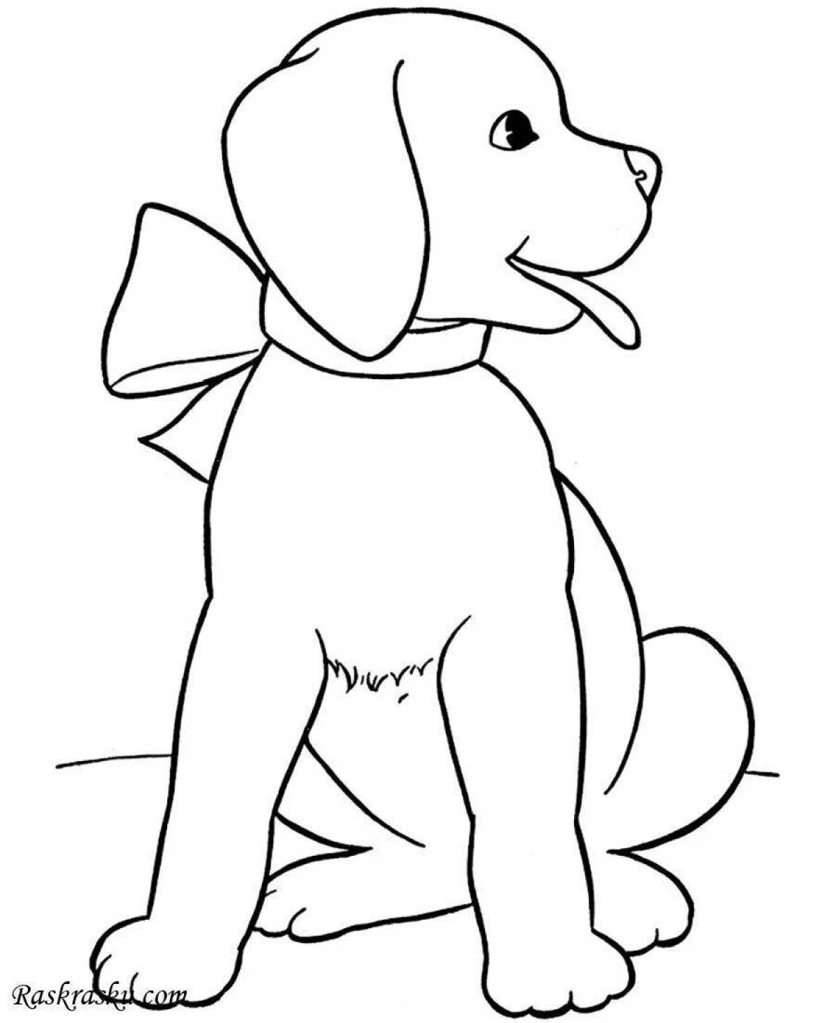 Красочная собачка-раскраска для детей 5-6 лет
