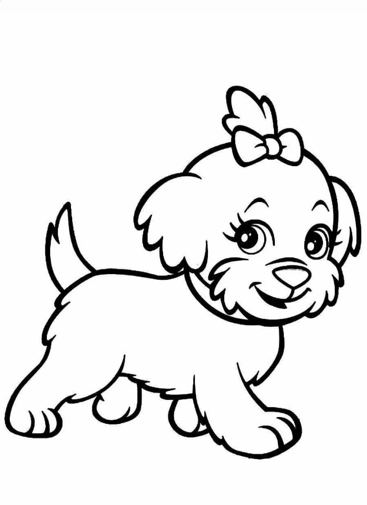 Радостная собачка-раскраска для детей 5-6 лет