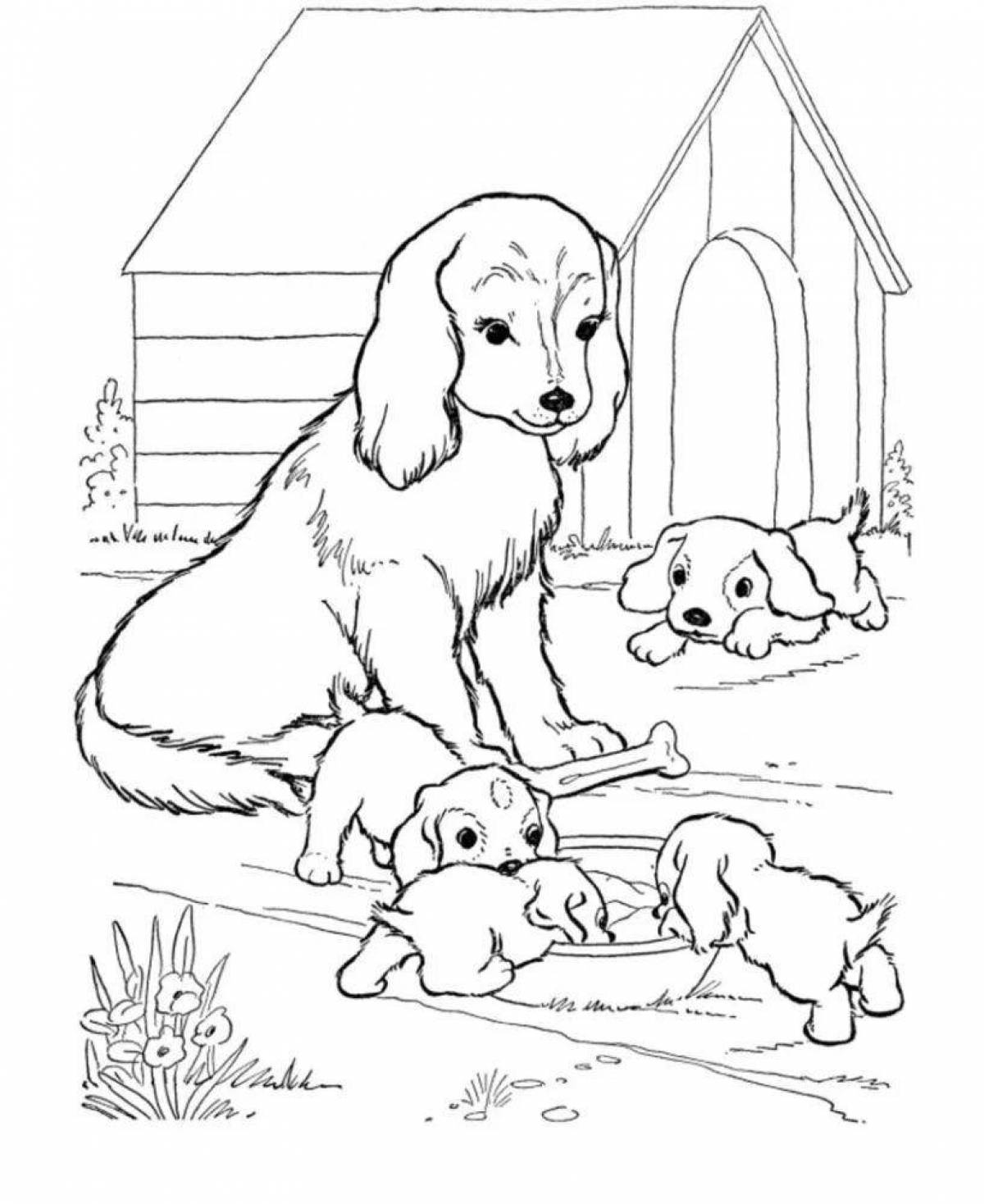 Приятная собачка-раскраска для детей 5-6 лет