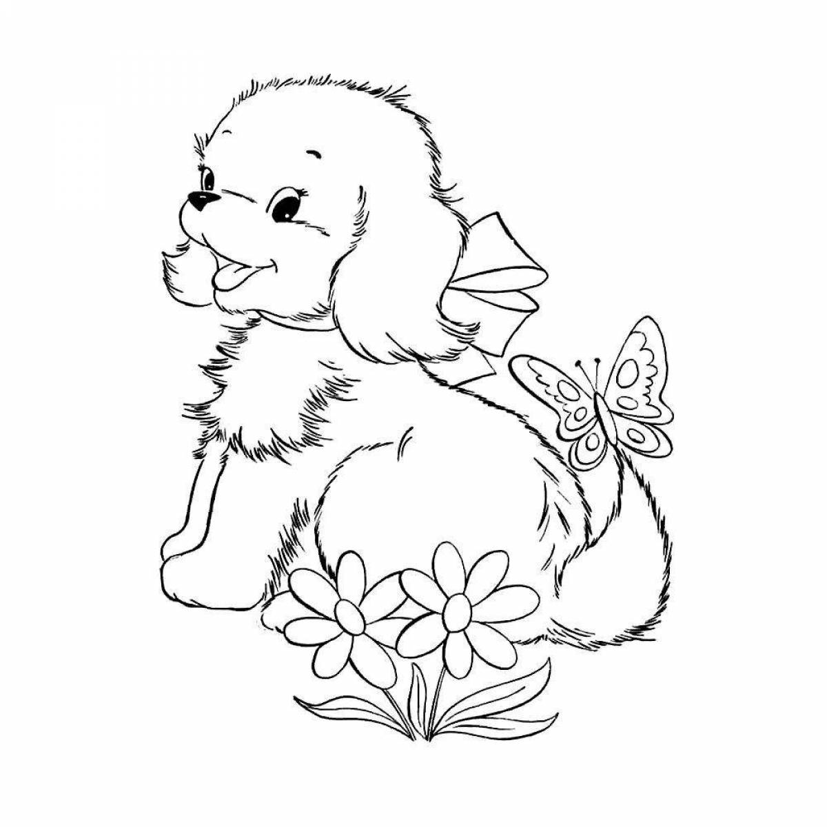 Refreshing dog coloring page for 5-6 year olds