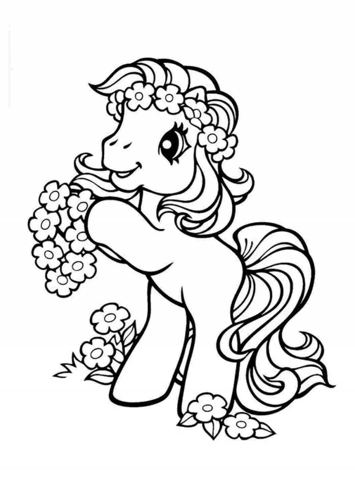 Fancy horse coloring book for 4-5 year olds