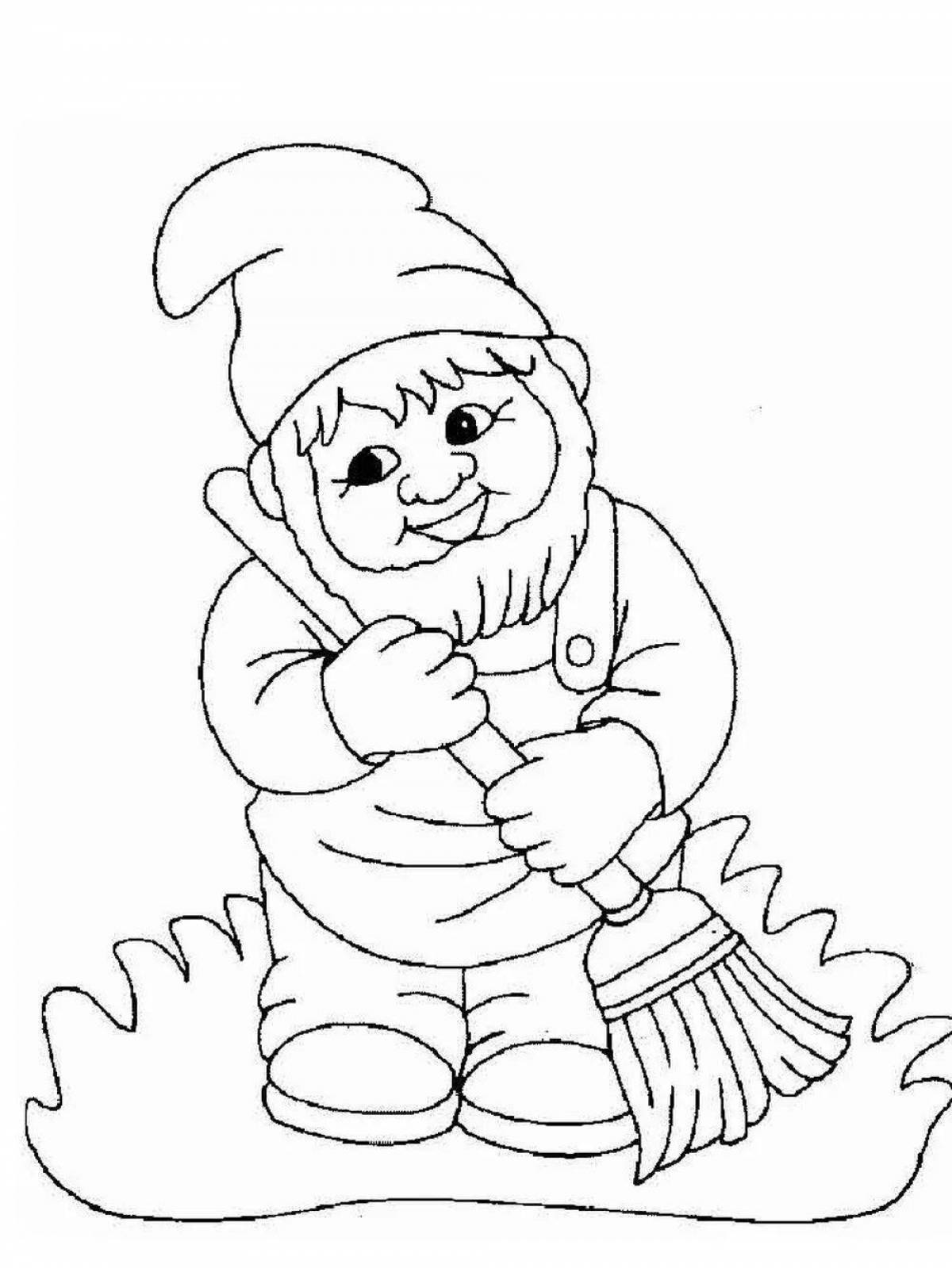 Cute gnome coloring book for 3-4 year olds