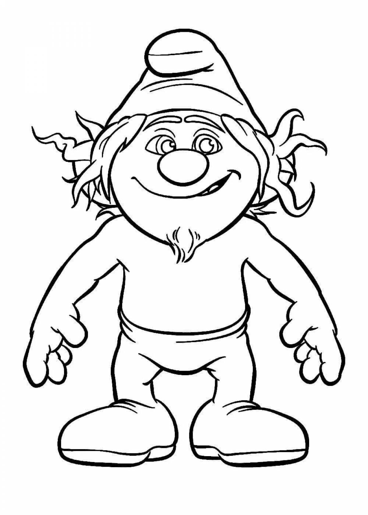 Color-frenzy gnome coloring page for 3-4 year olds