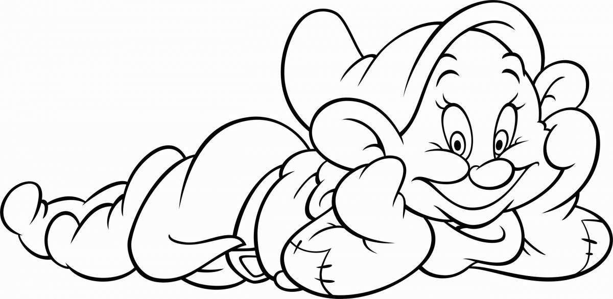 Colored gnome coloring book for 3-4 year olds