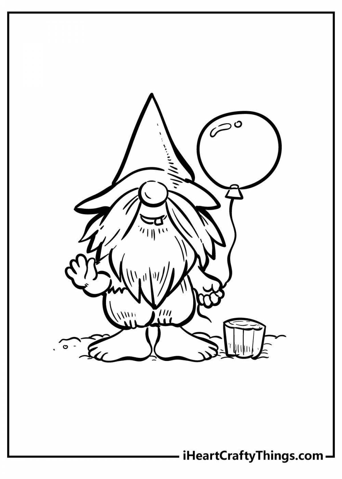 Colored gnome coloring book for 3-4 year olds