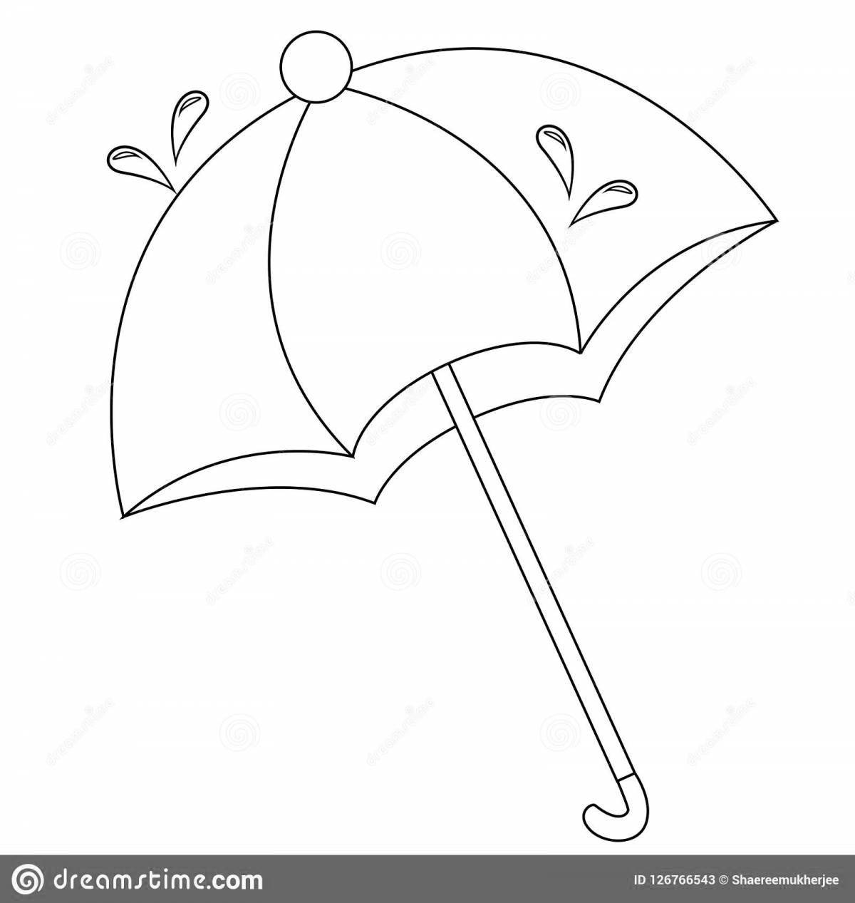 Coloring book umbrella with colorful hearts for children 4-5 years old