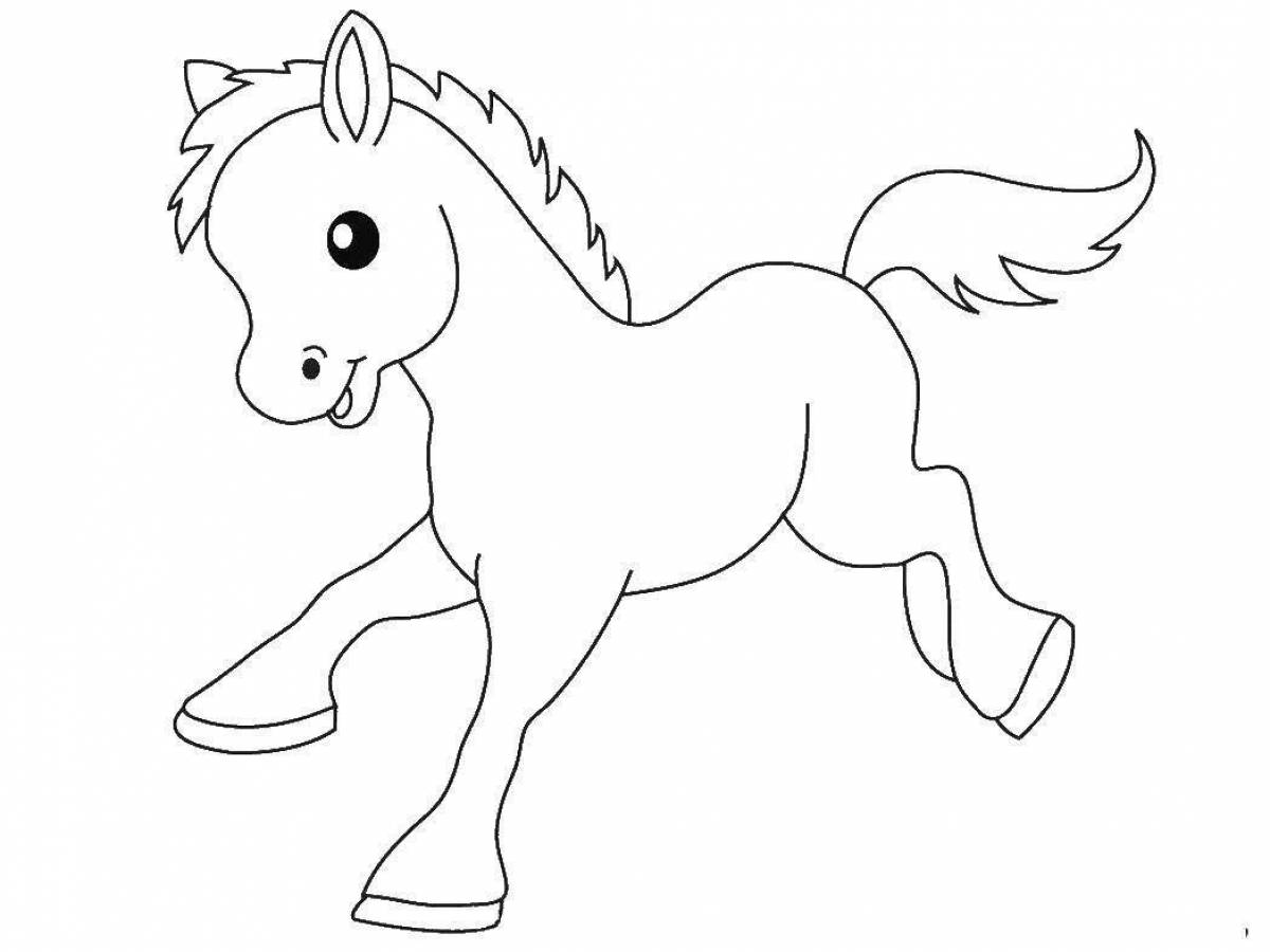 Fun horse coloring book for 2-3 year olds