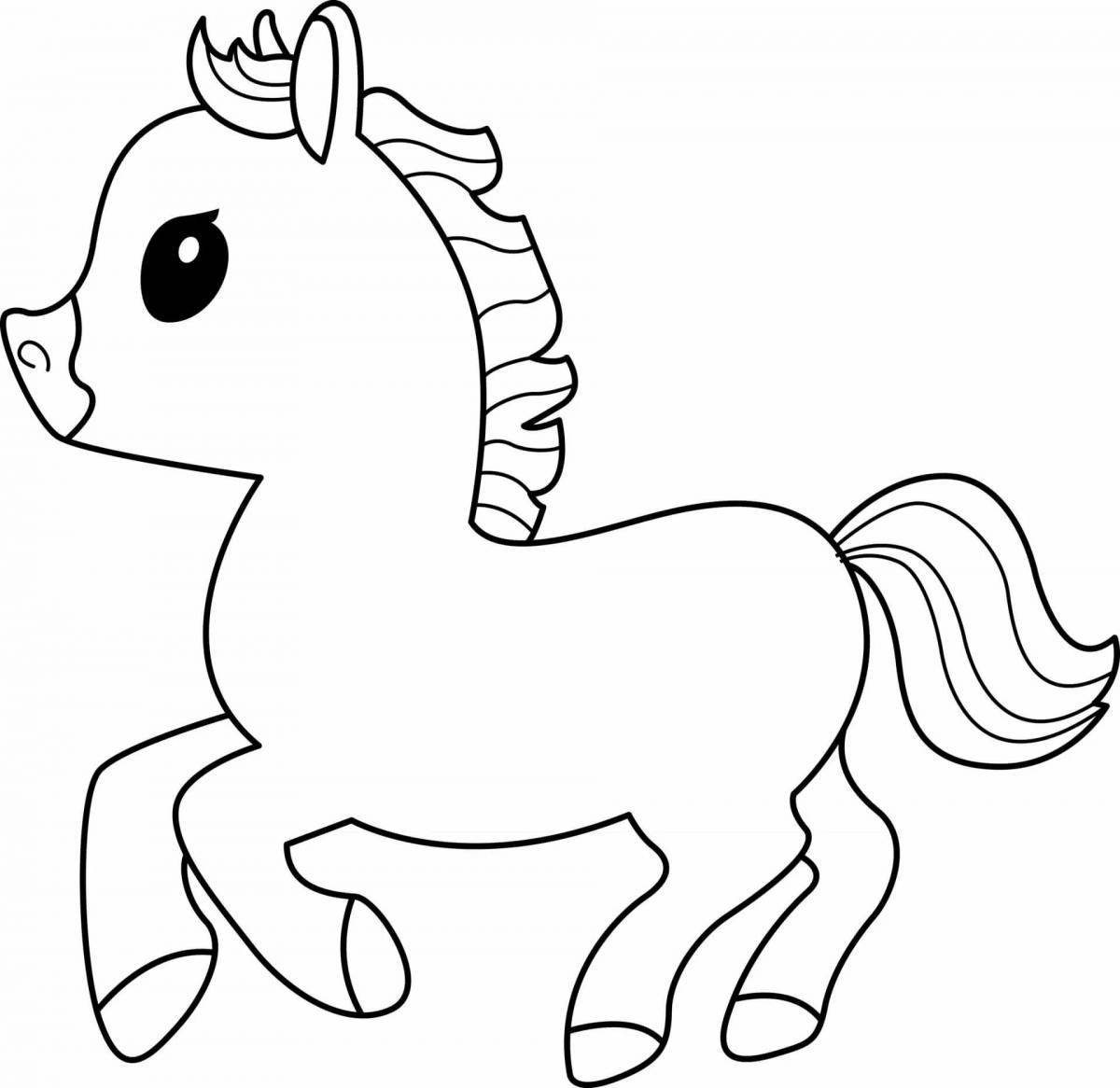 Coloring book sweet horse for children 2-3 years old