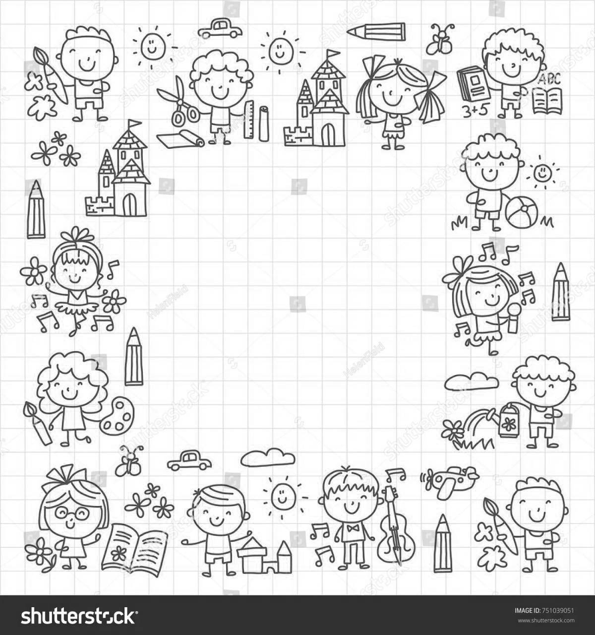 Colorful coloring template for elementary school students