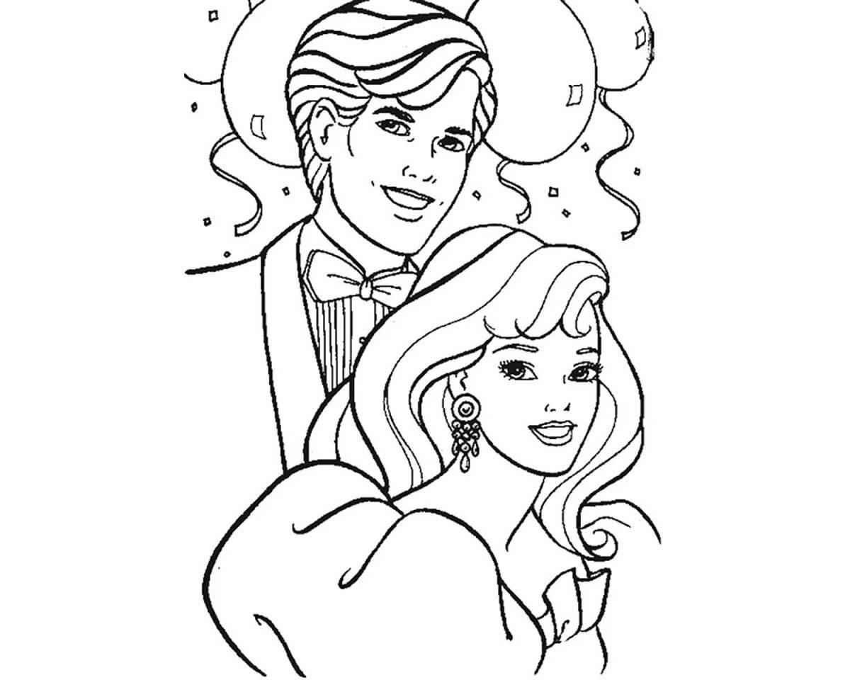 Cute barbie and ken coloring for girls