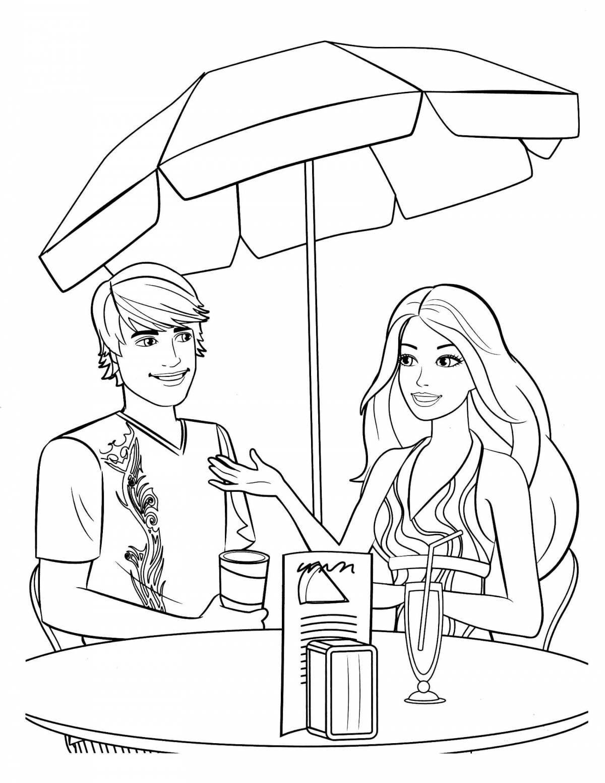 Яркая раскраска барби и кен для девочек