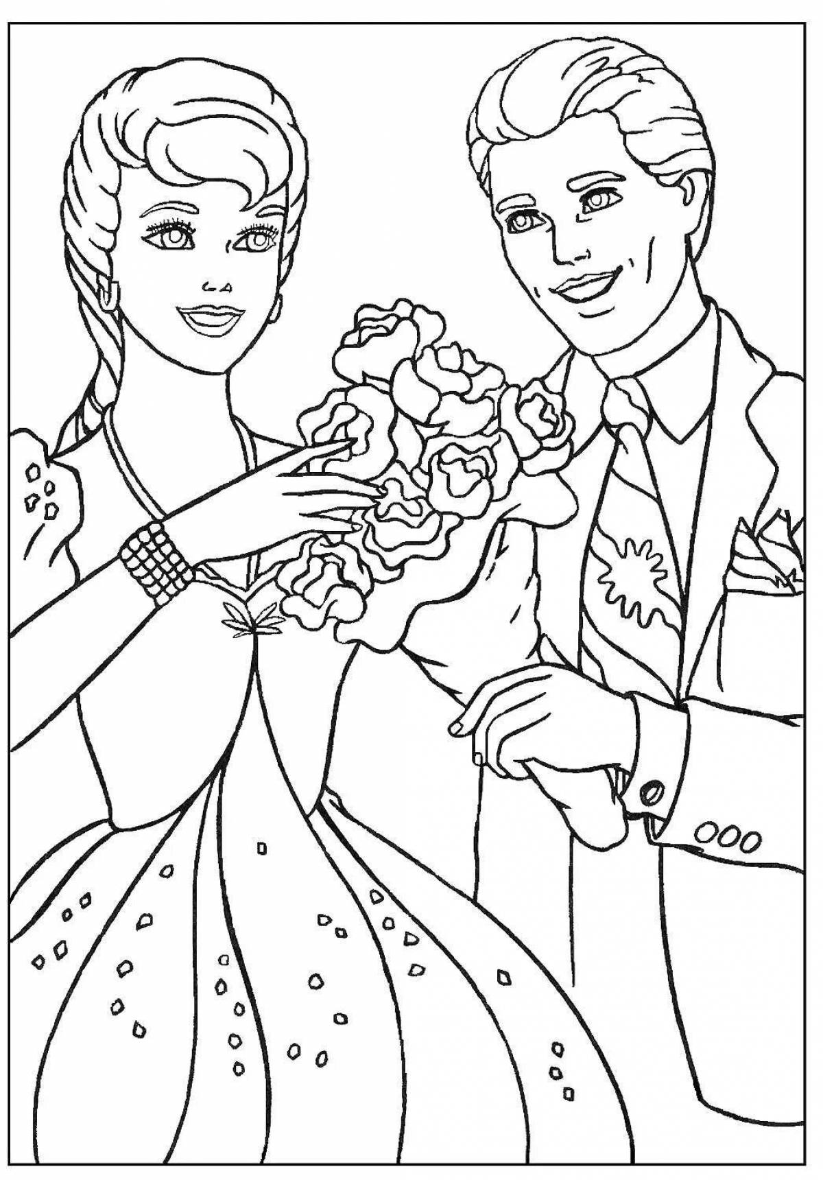 Playful coloring barbie and ken for girls