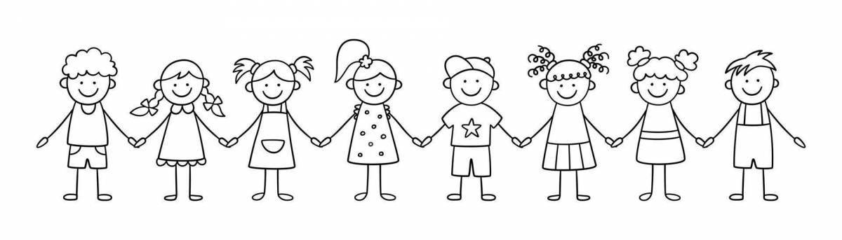 Coloring page affectionate boy and girl holding hands