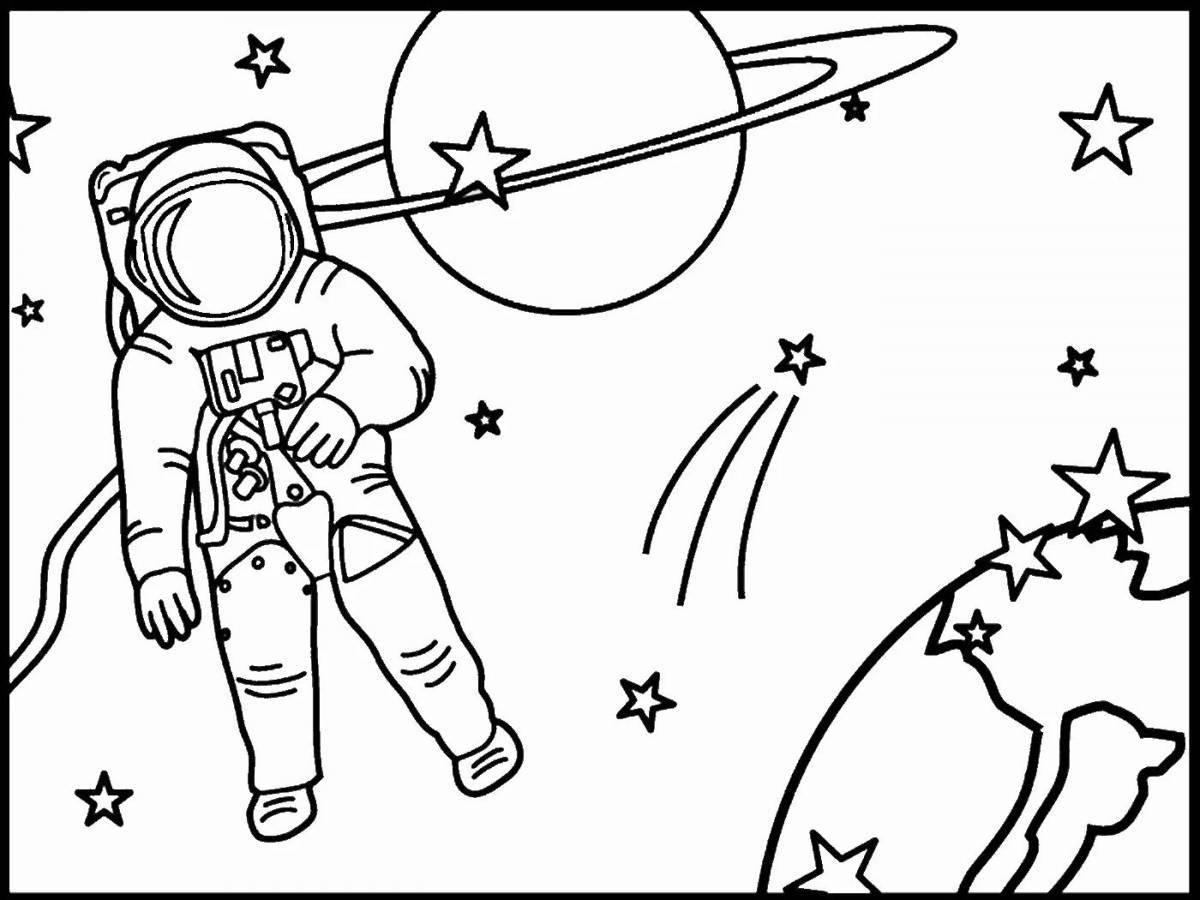 Coloring book fabulous astronaut in orbit