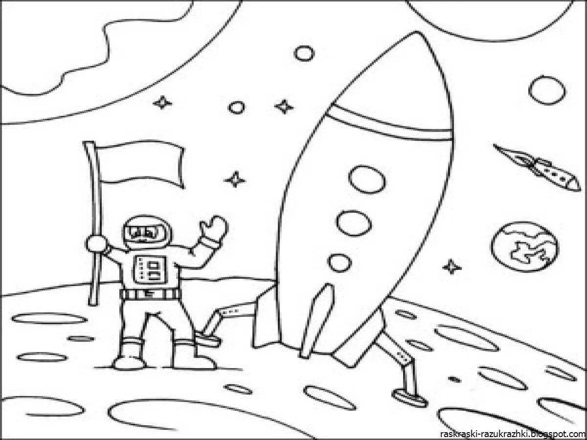 Coloring page gorgeous astronaut with telescope