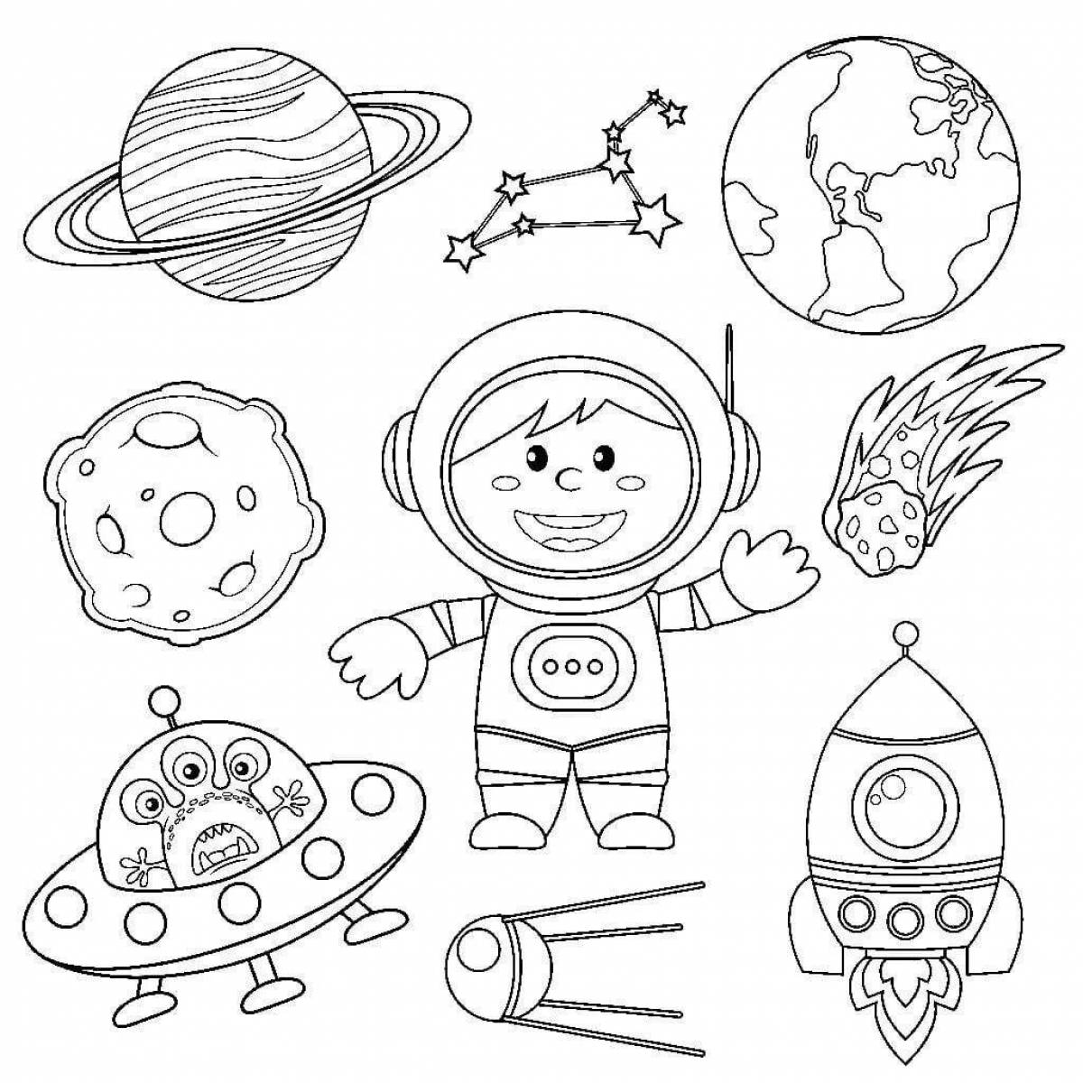 Wonderful astronaut with spaceship coloring book