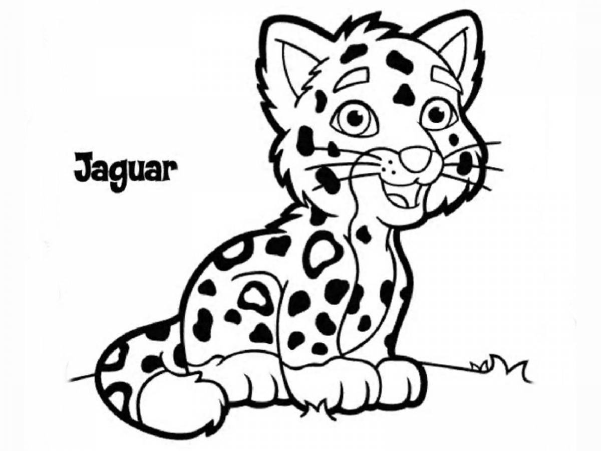 Coloring page happy leopard for children 5-6 years old
