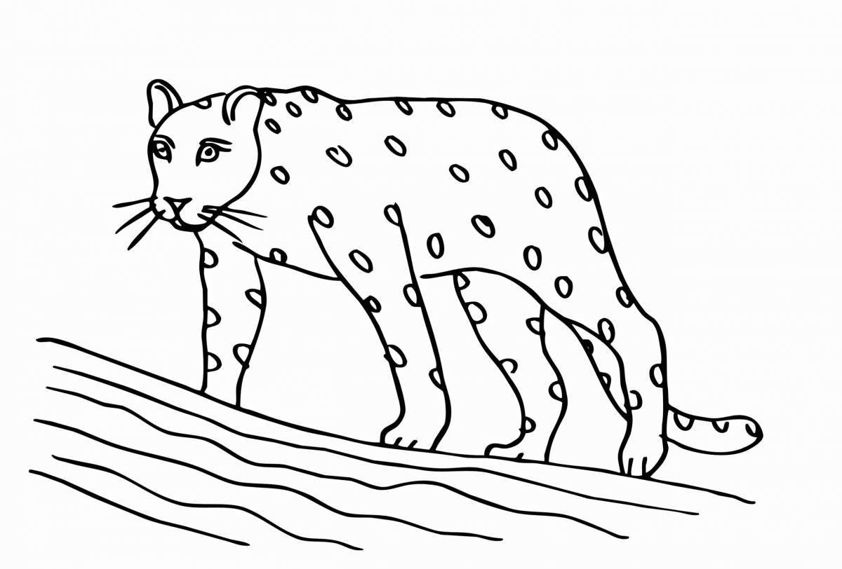 Веселая раскраска леопарда для детей 5-6 лет