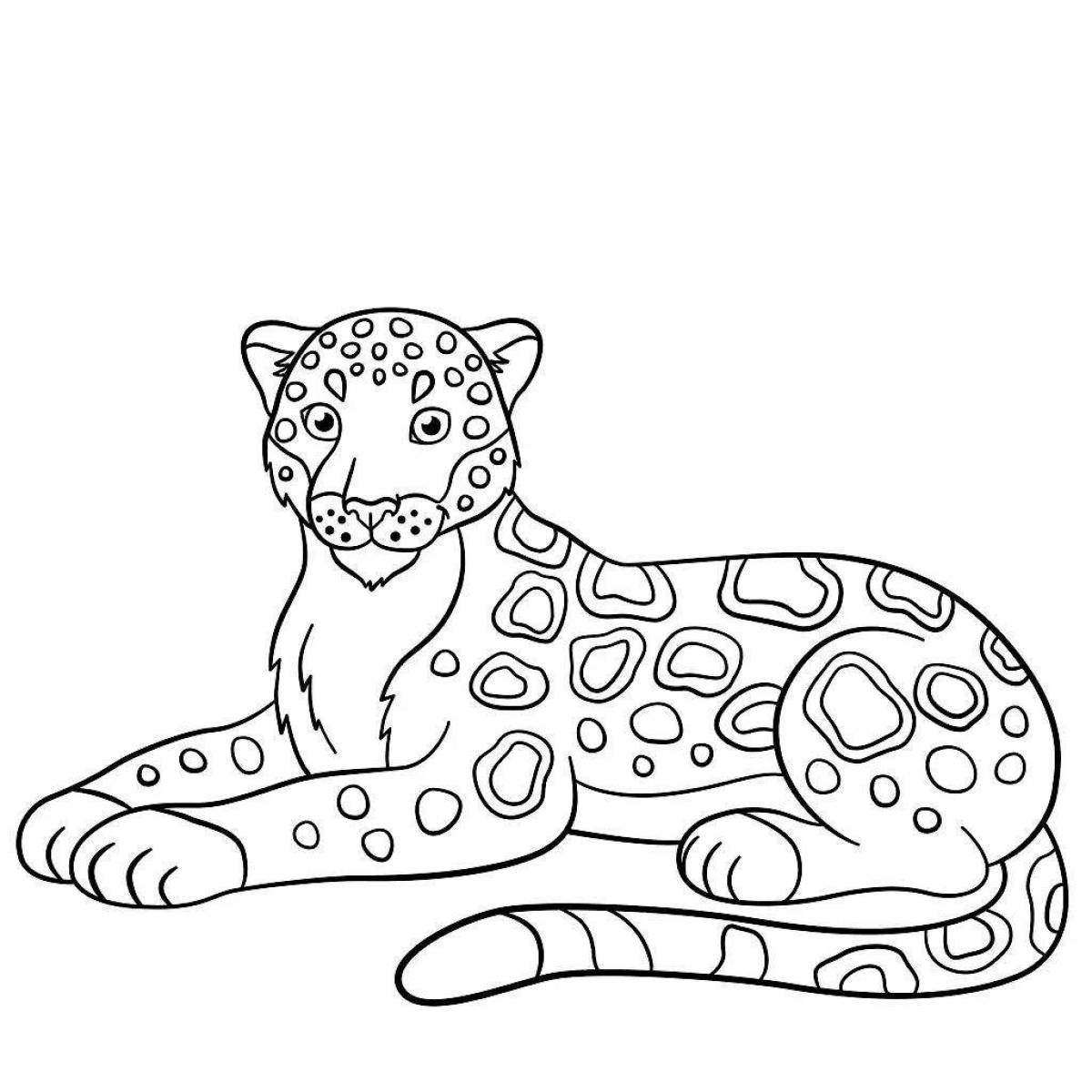 Adorable leopard coloring book for children 5-6 years old