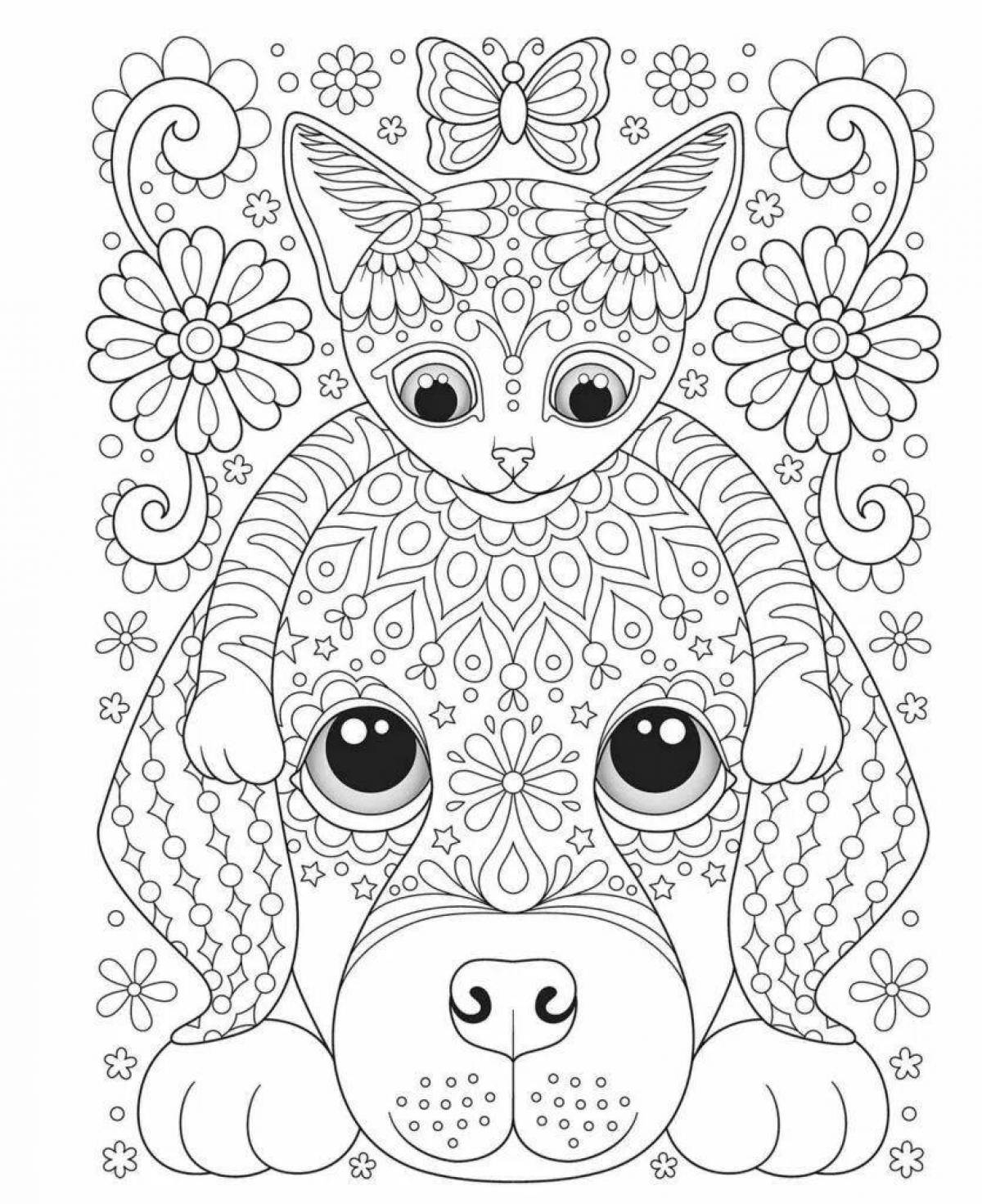 Whimsical animal coloring book for ages 12+