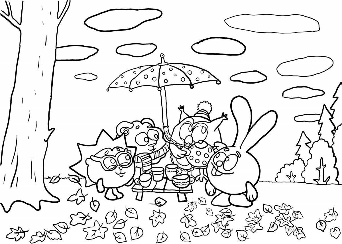 Joyful autumn coloring for children 6-7 years old