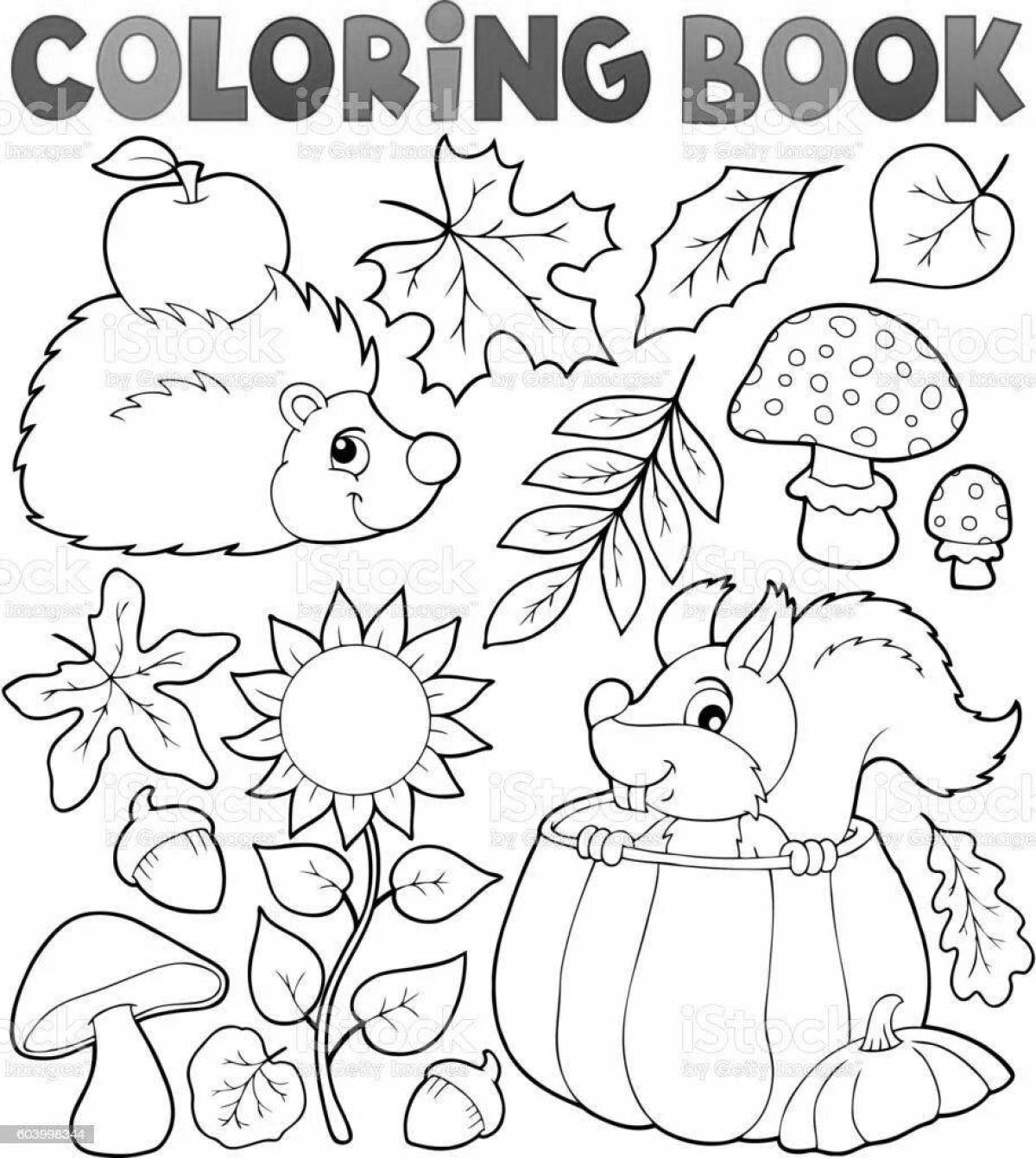 Great autumn coloring book for 6-7 year olds