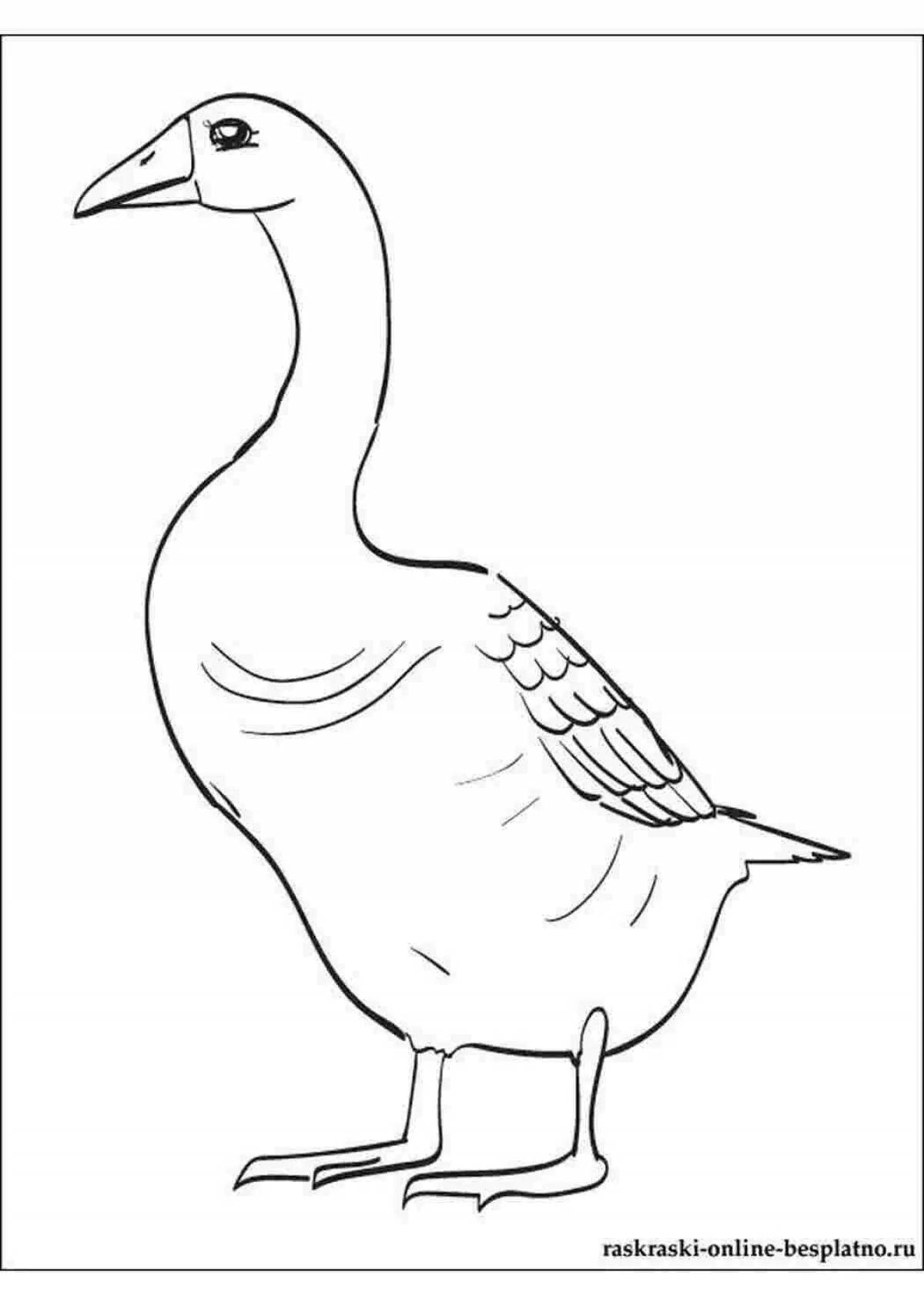 Fun coloring goose for children 6-7 years old