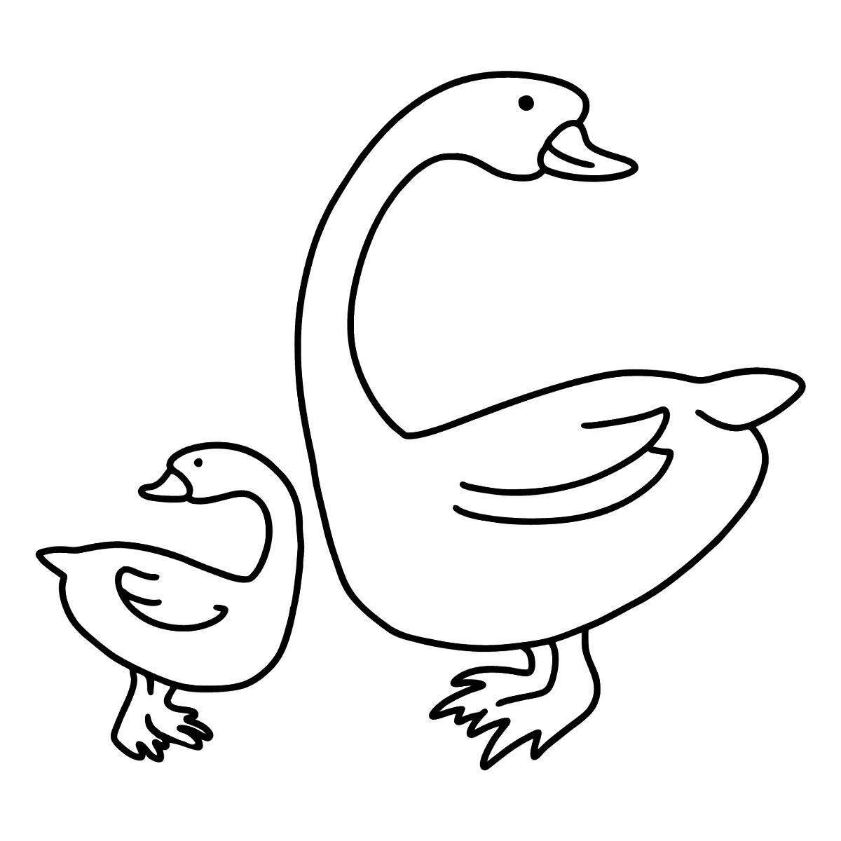 Cute goose coloring book for 6-7 year olds