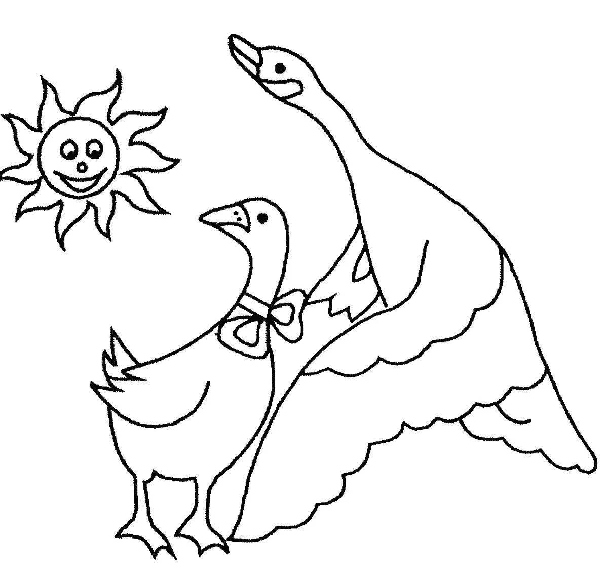 Magic Goose Coloring Page for 6-7 year olds