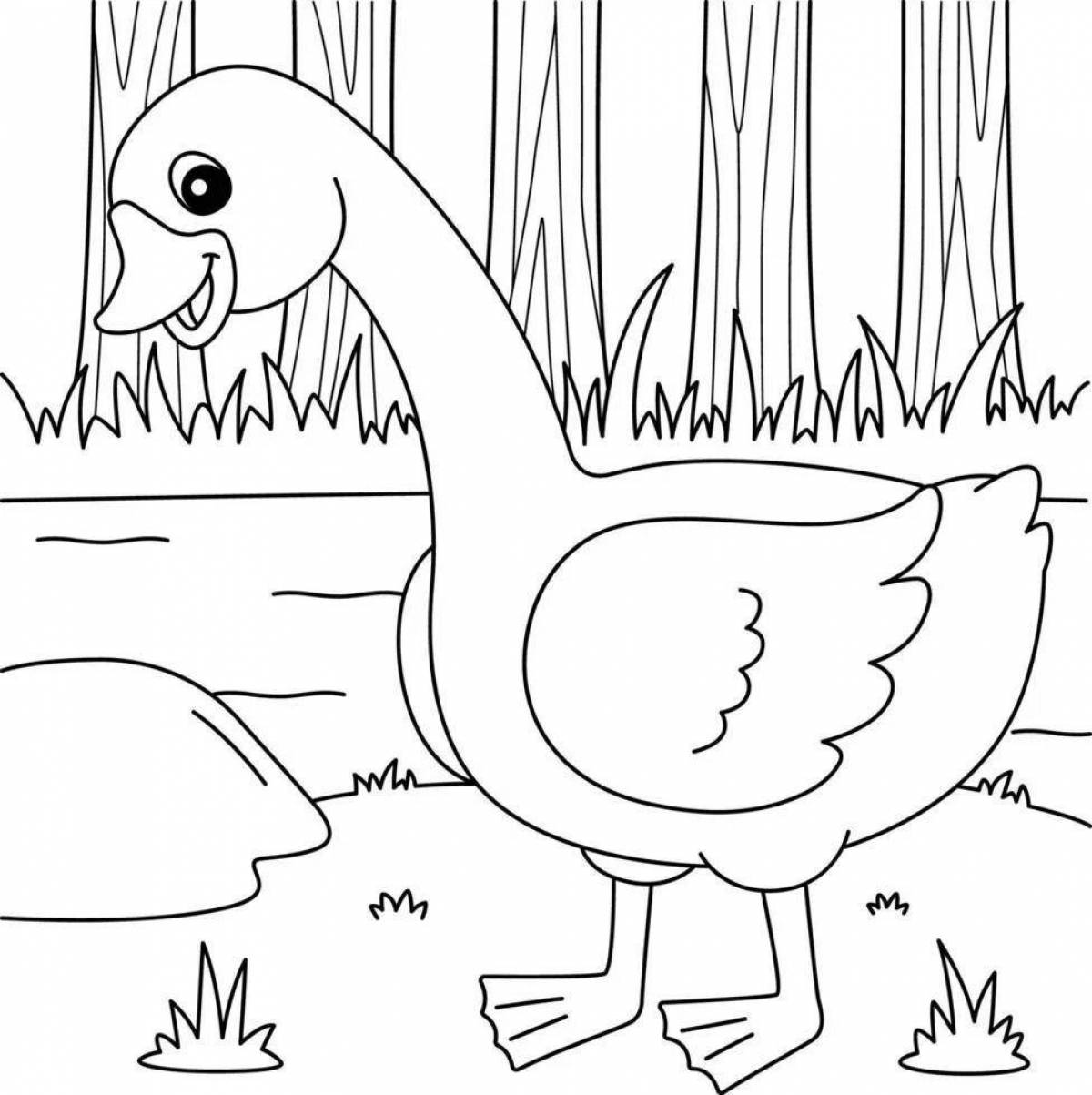 Amazing goose coloring page for 6-7 year olds