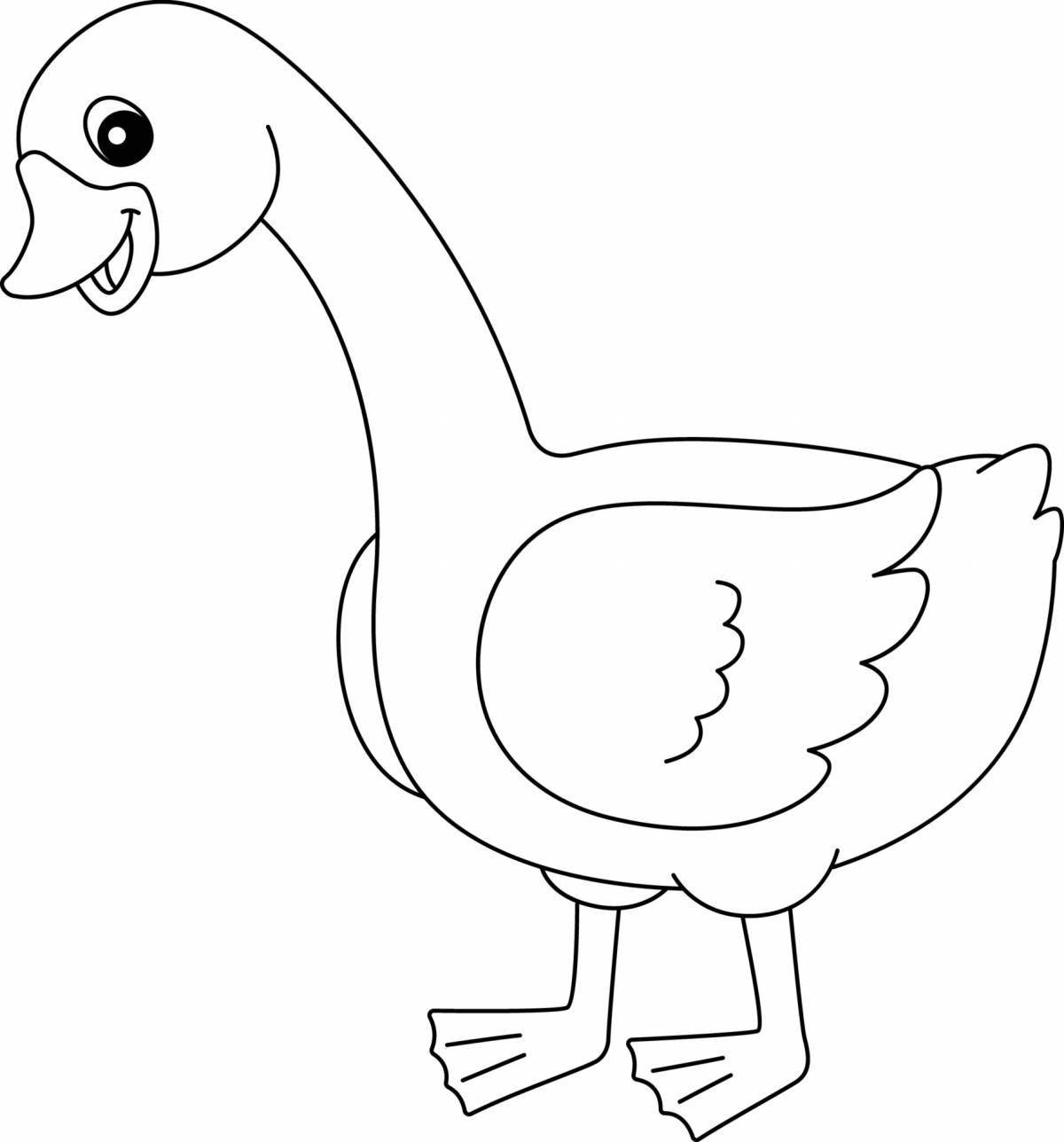 Coloring book fluffy goose for children 6-7 years old