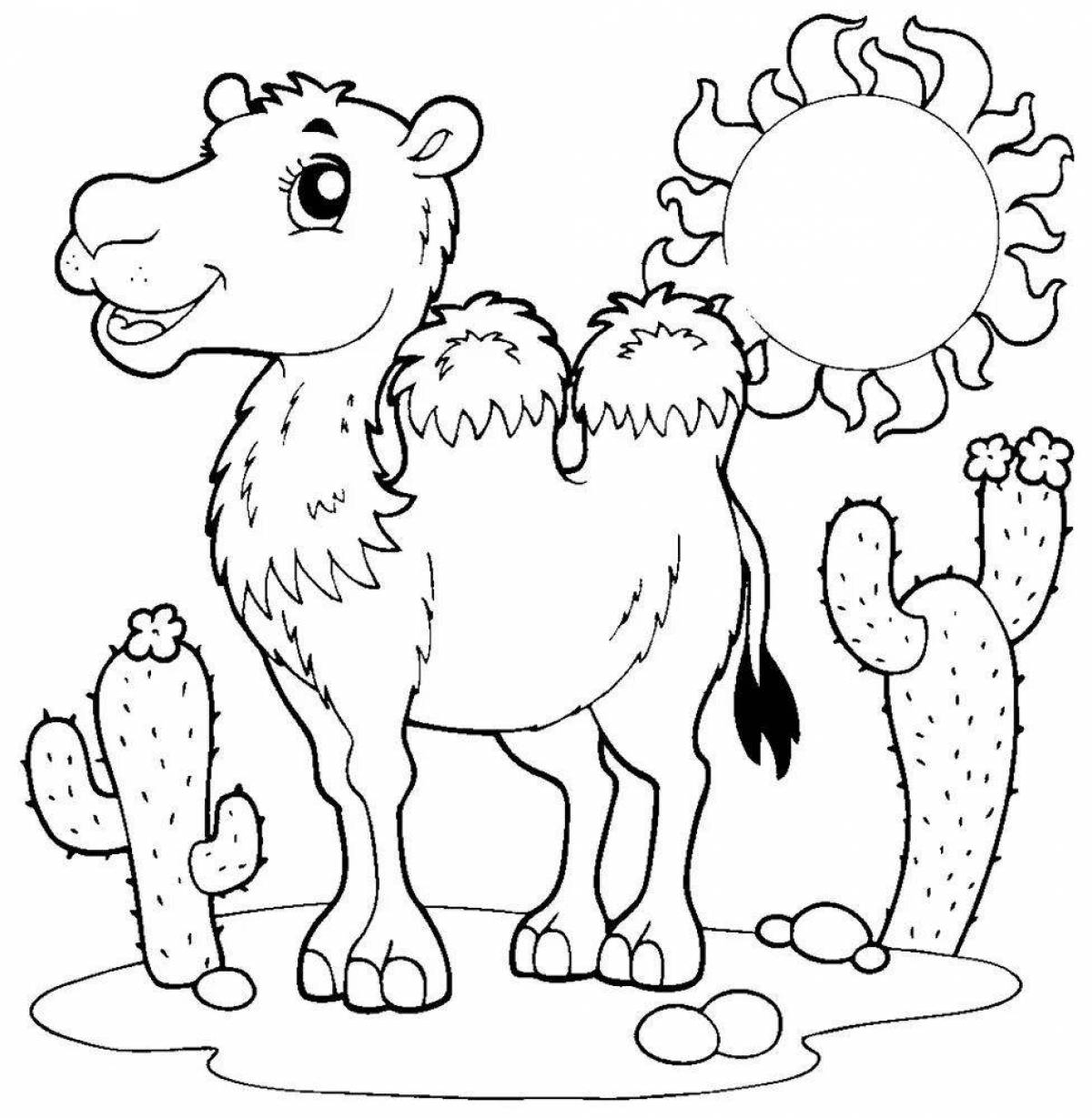 Coloring cute camel for children 6-7 years old