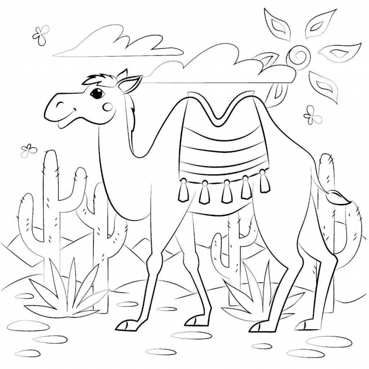 Раскраска смешной верблюд для детей 6-7 лет