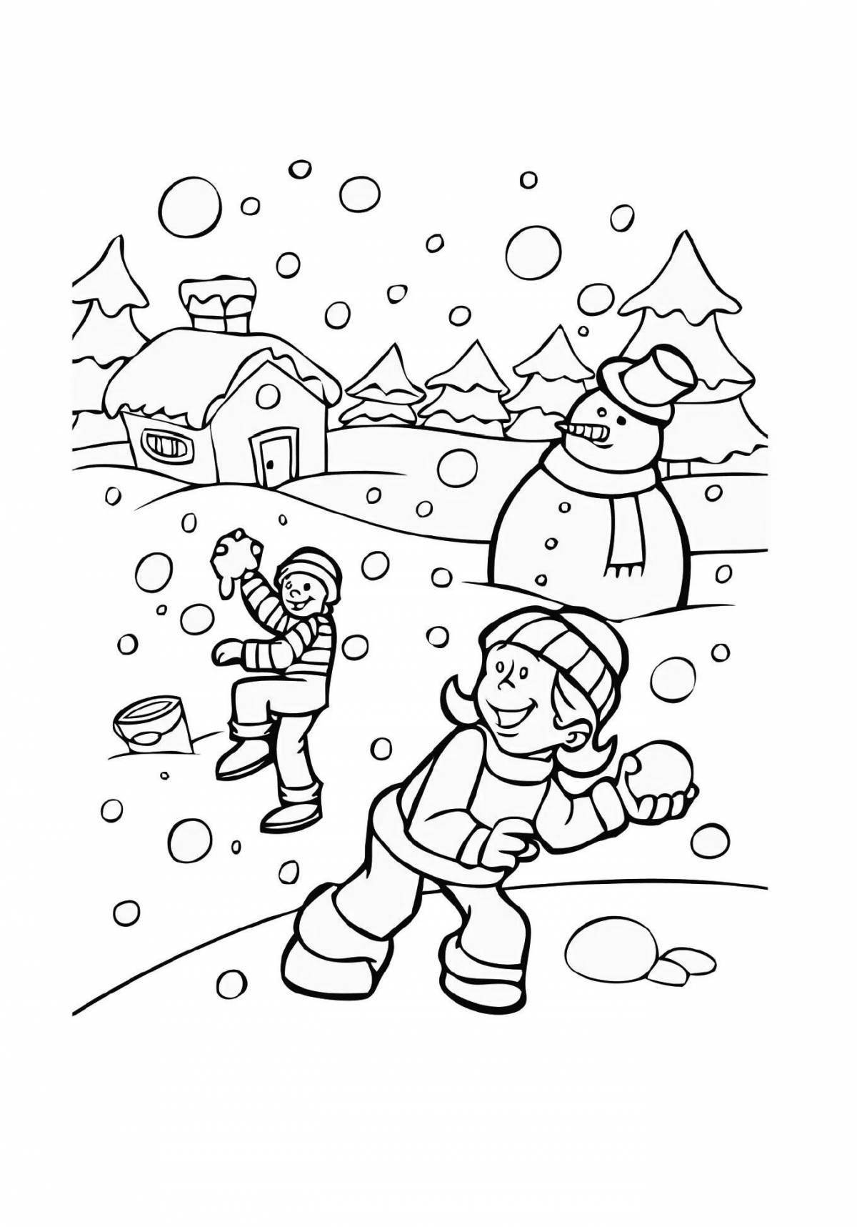 Enthusiastic children's walks in winter