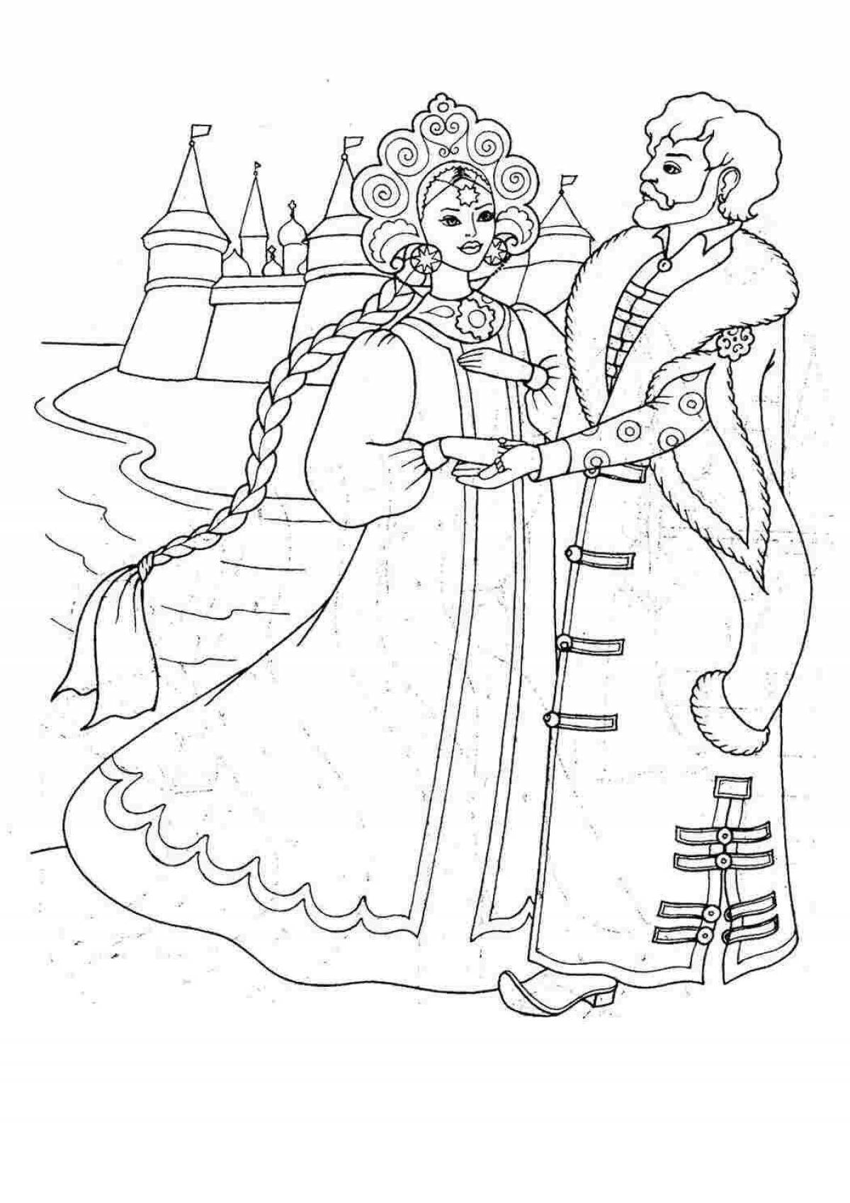 Dazzling coloring book for the tale of Tsar Saltan Grade 3