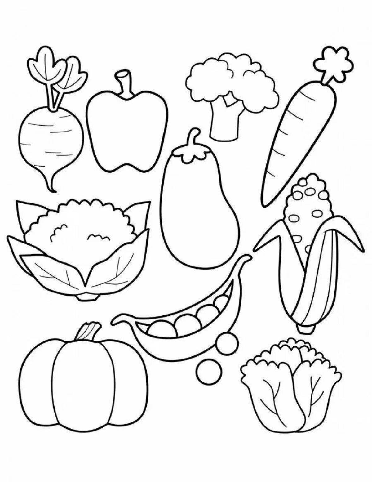 Fun healthy food coloring book for kindergarten kids