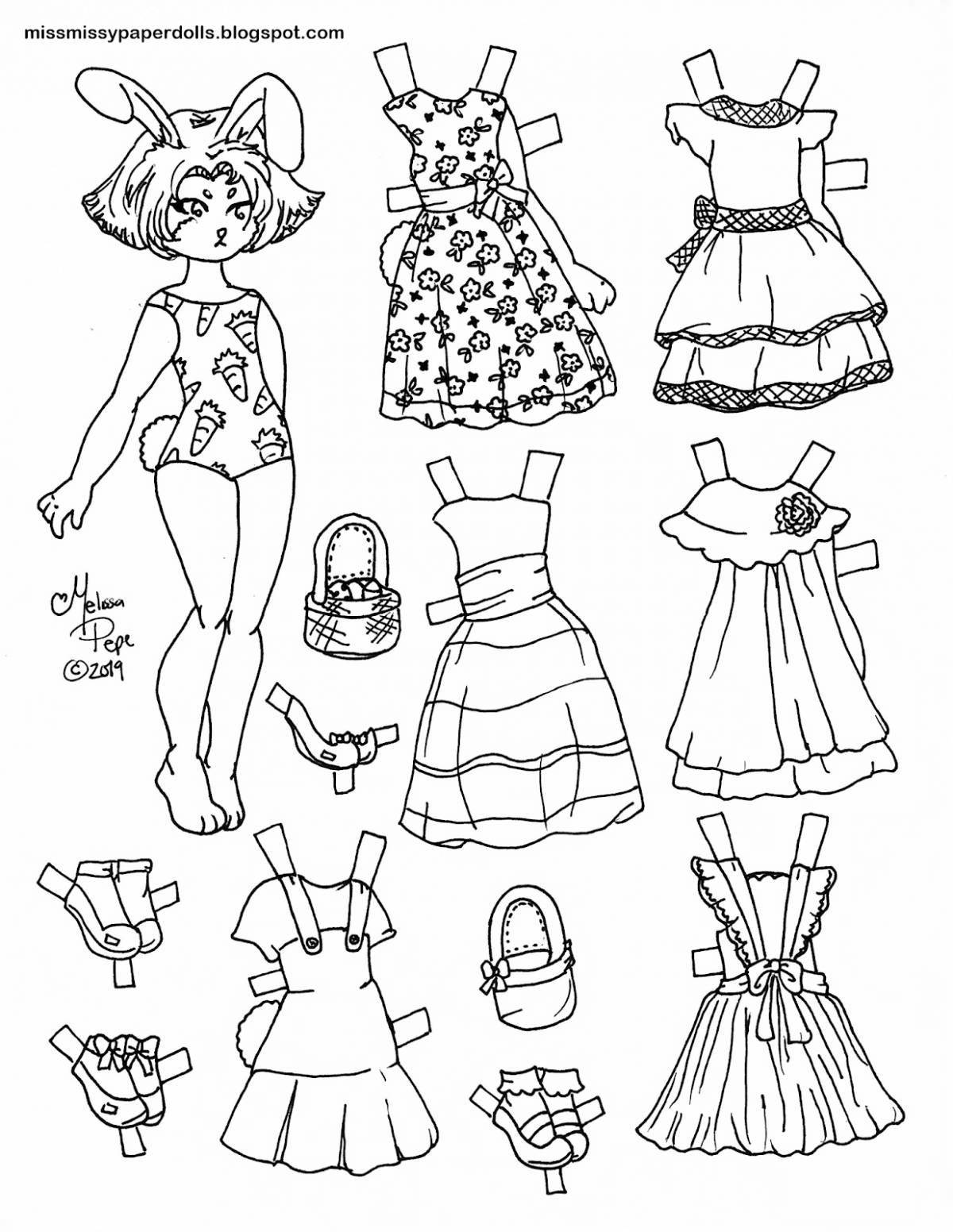 Lalafan duck with clothes playful coloring page
