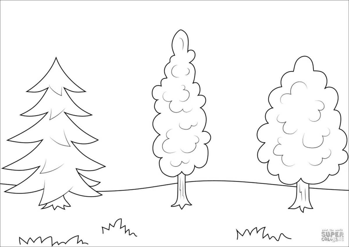 Great winter tree coloring book