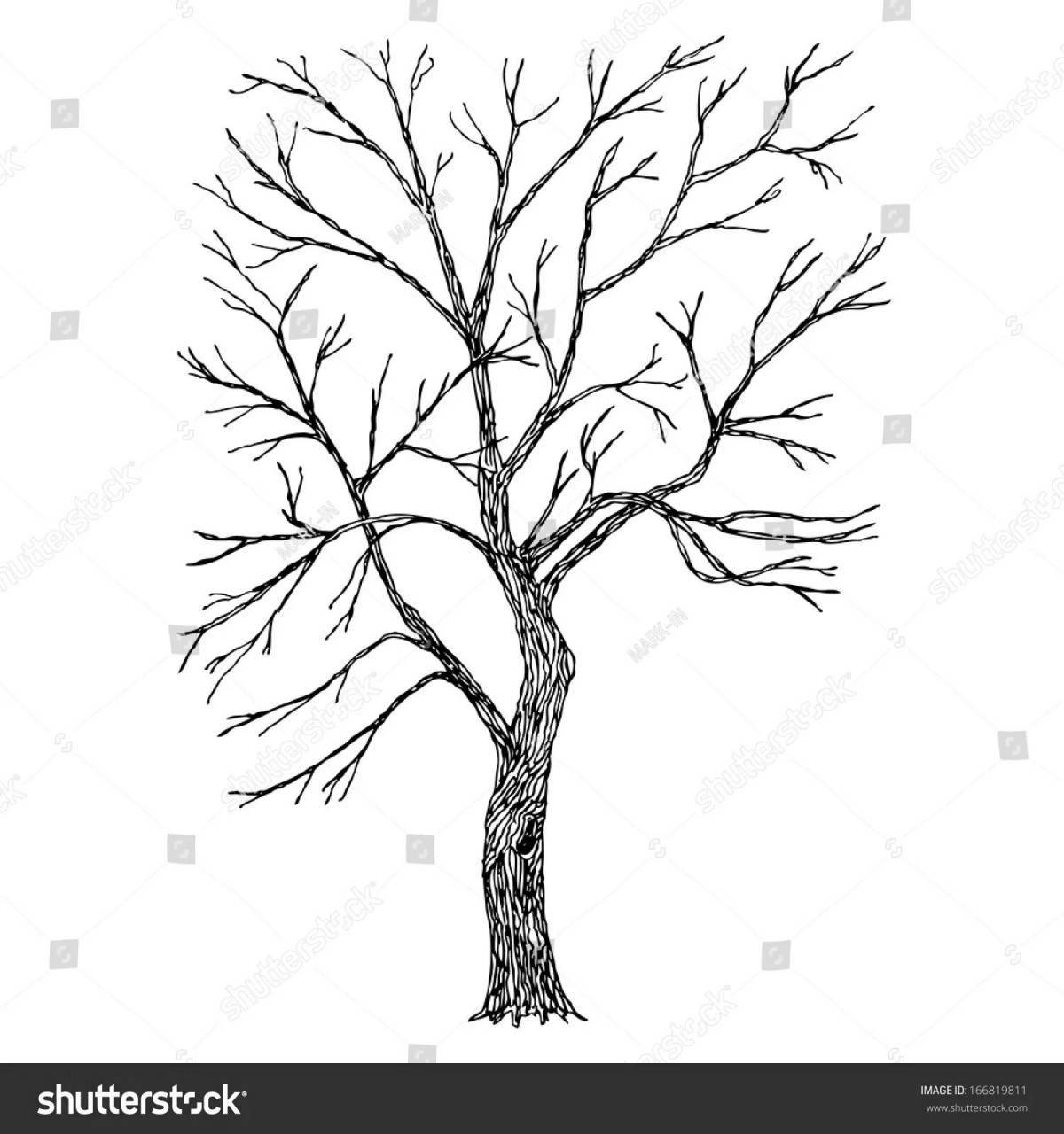 Яркая раскраска дерево зимой