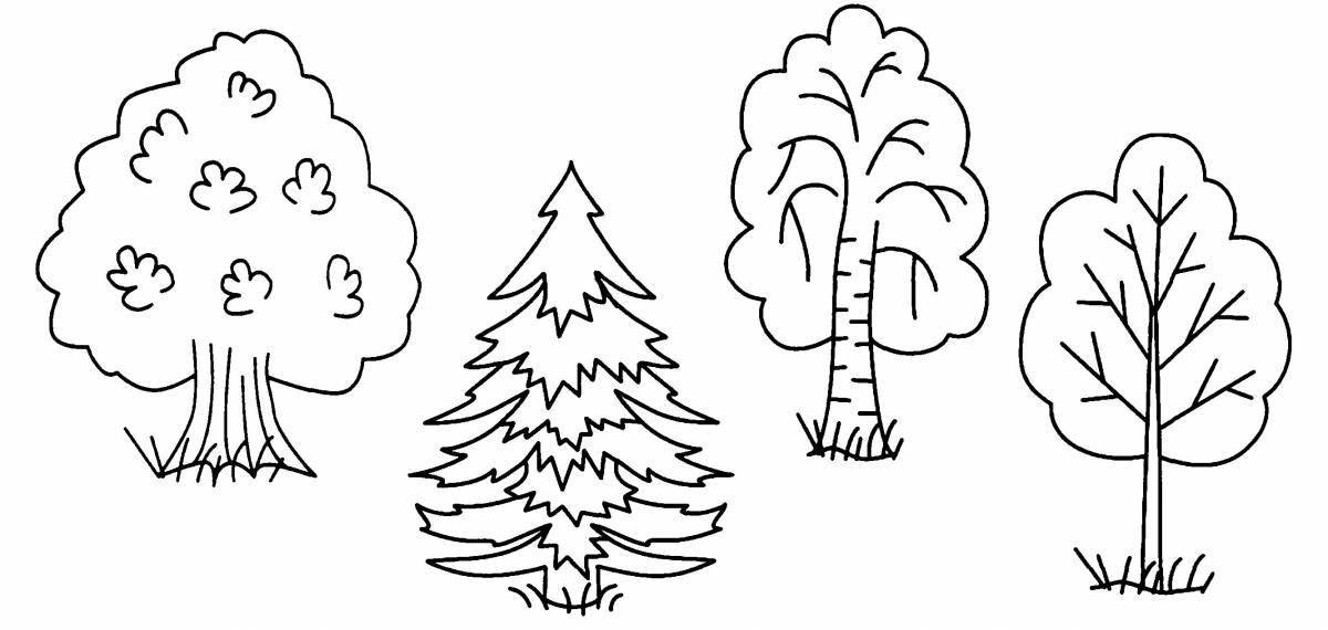 Coloring book exalted tree in winter