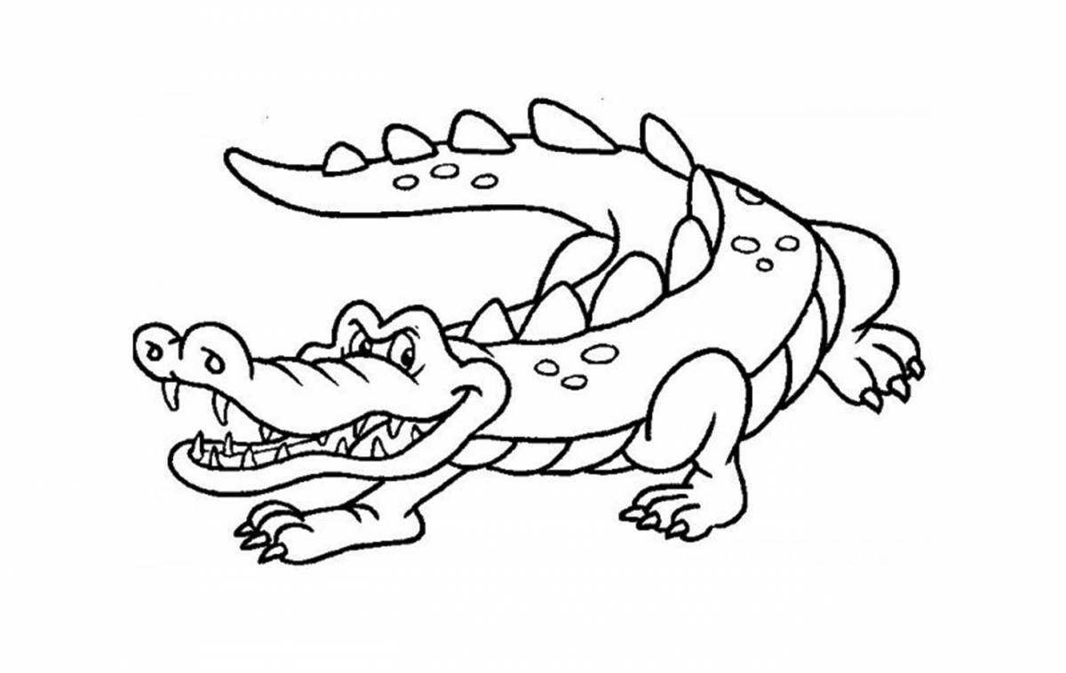 Funny crocodile coloring for kids