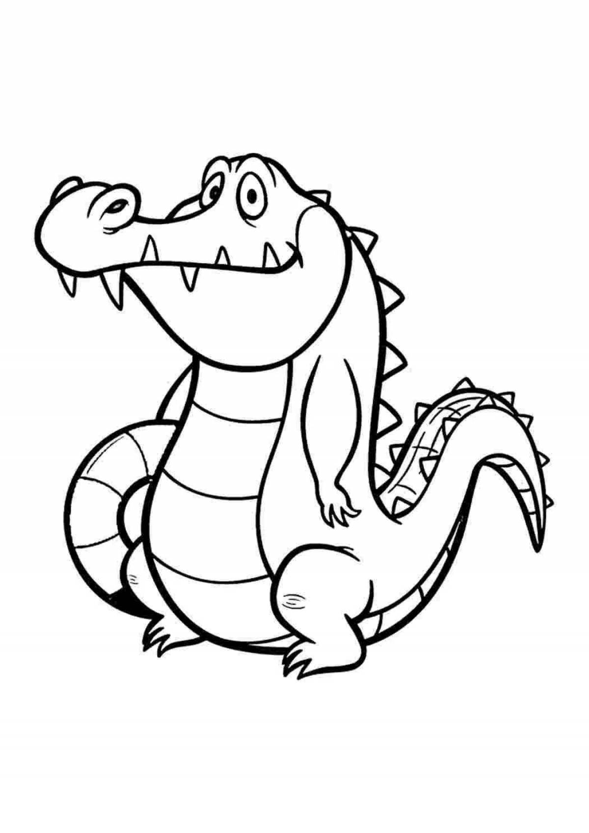 Яркая страница раскраски крокодила для pre-k