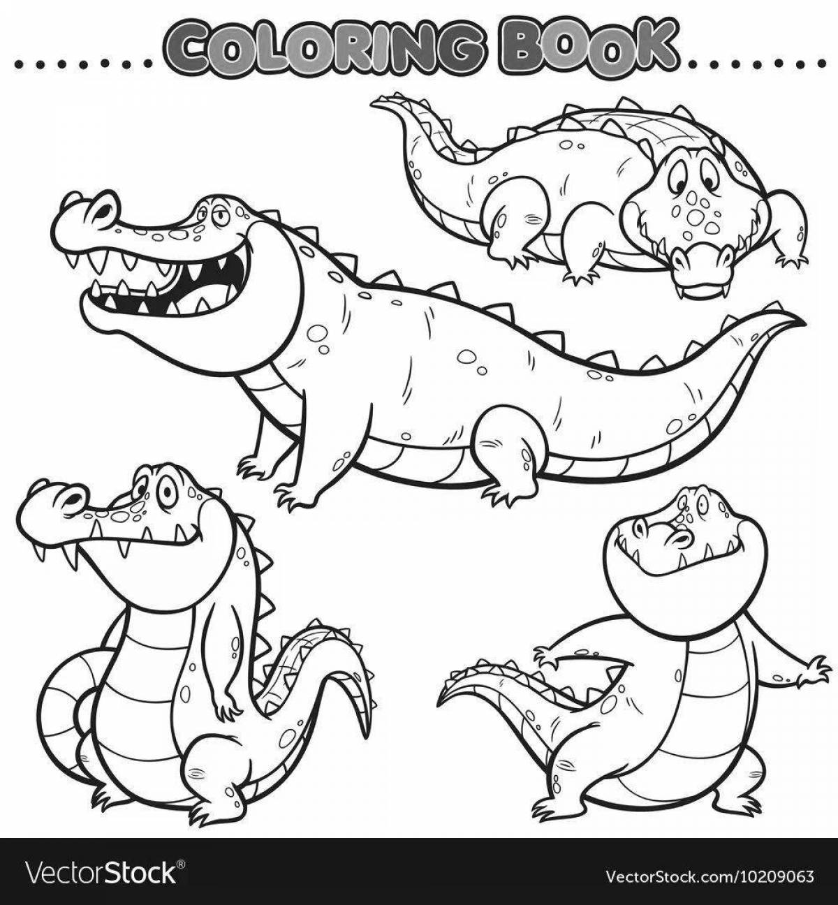 Fun coloring crocodile for children 4-5 years old