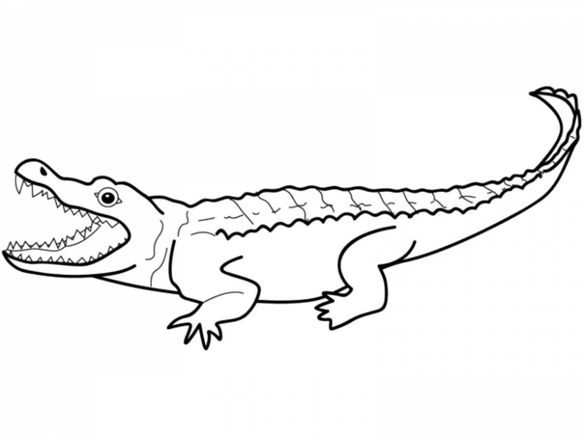 Красочная раскраска крокодил для самых маленьких